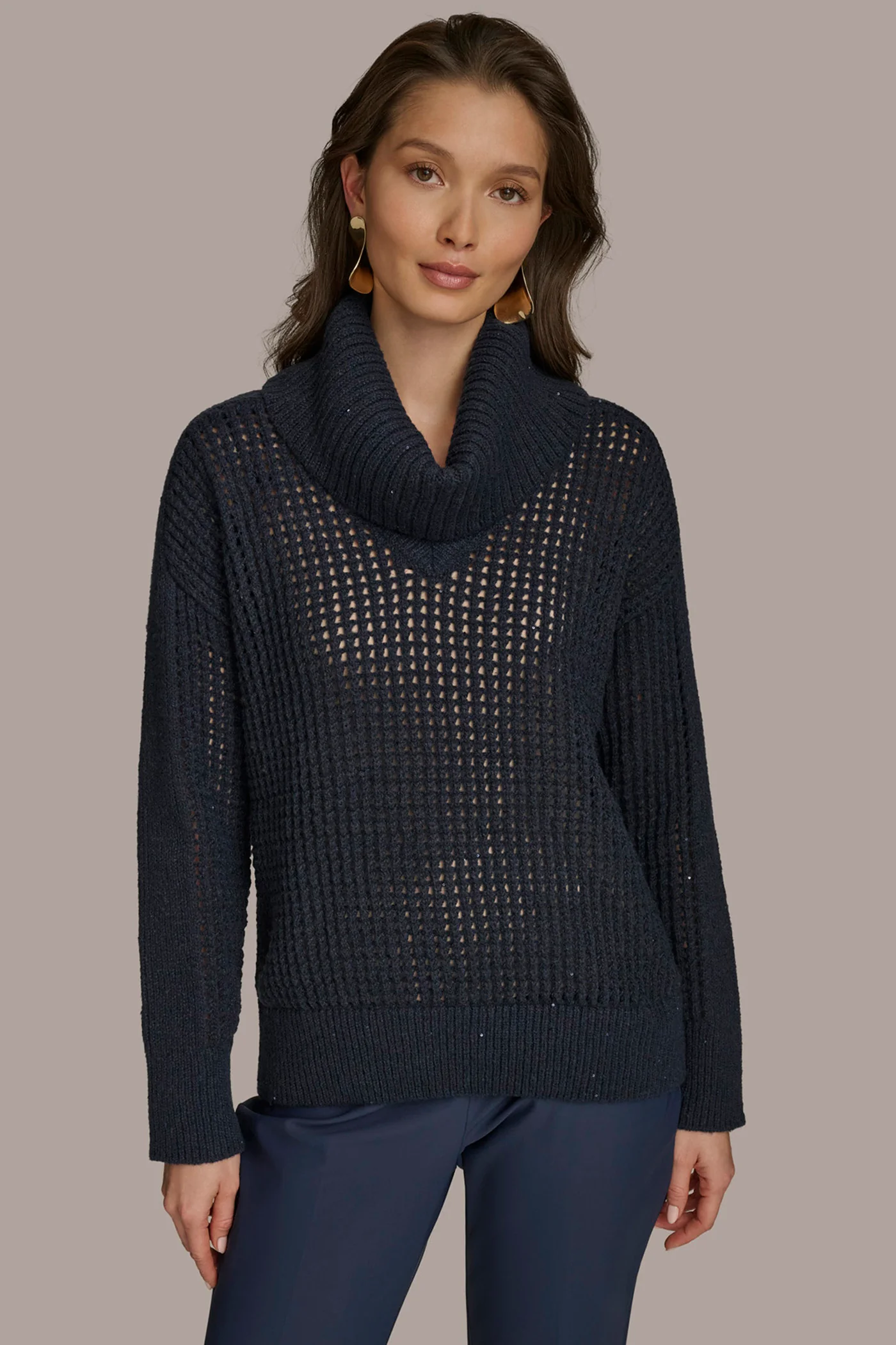 COWL NECK CUTOUT SWEATER - VXVOV