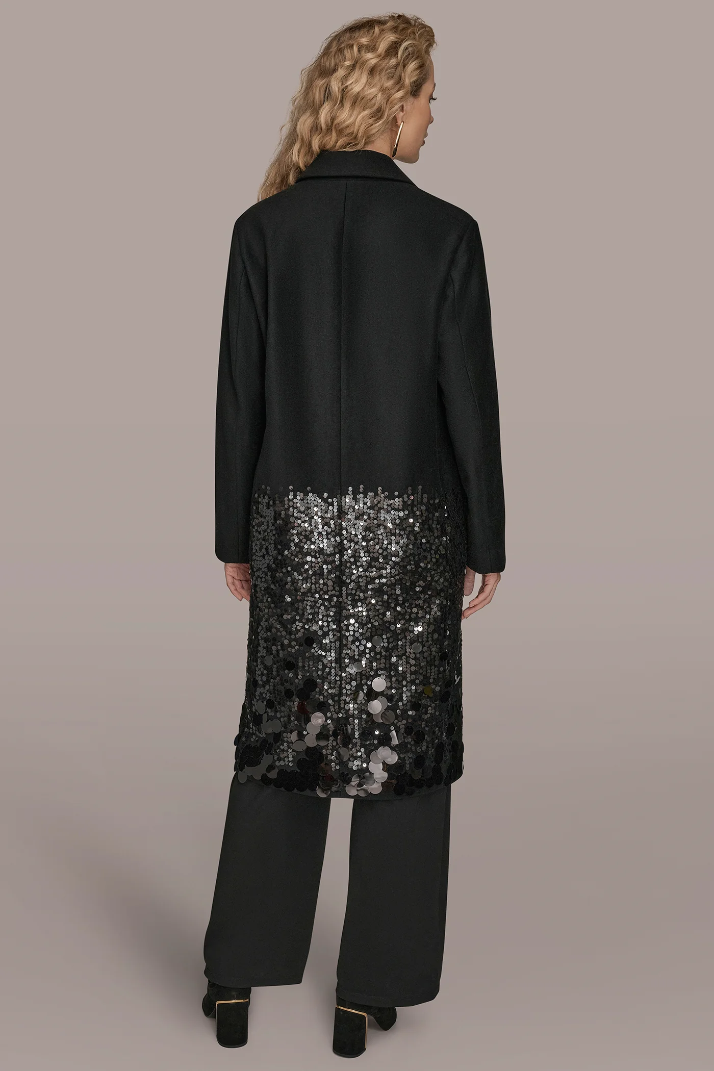 LONG SEQUIN WOOL-BLEND COAT - VXVOV