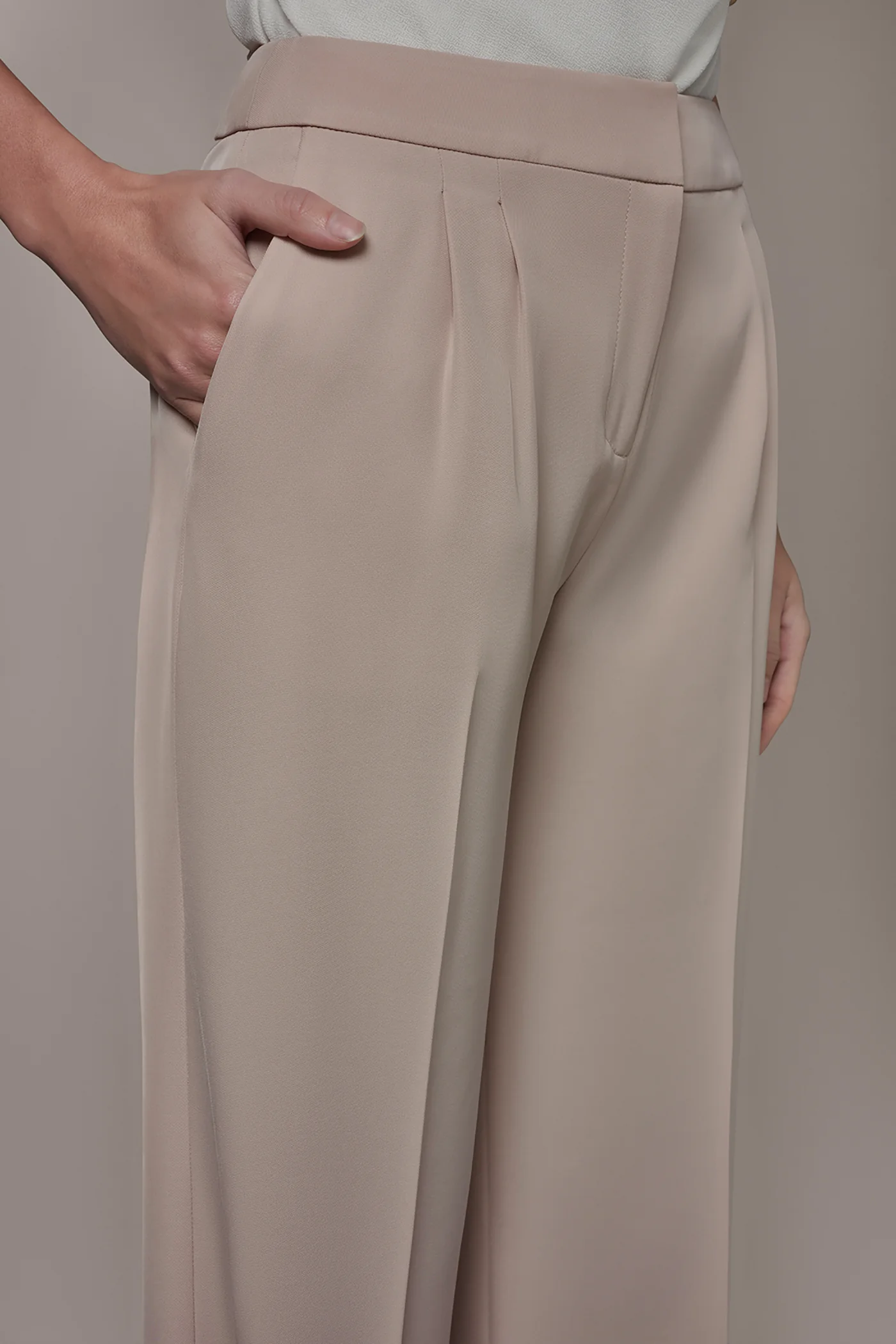 MID-RISE PLEATED WIDE-LEG SUIT PANT - VXVOV