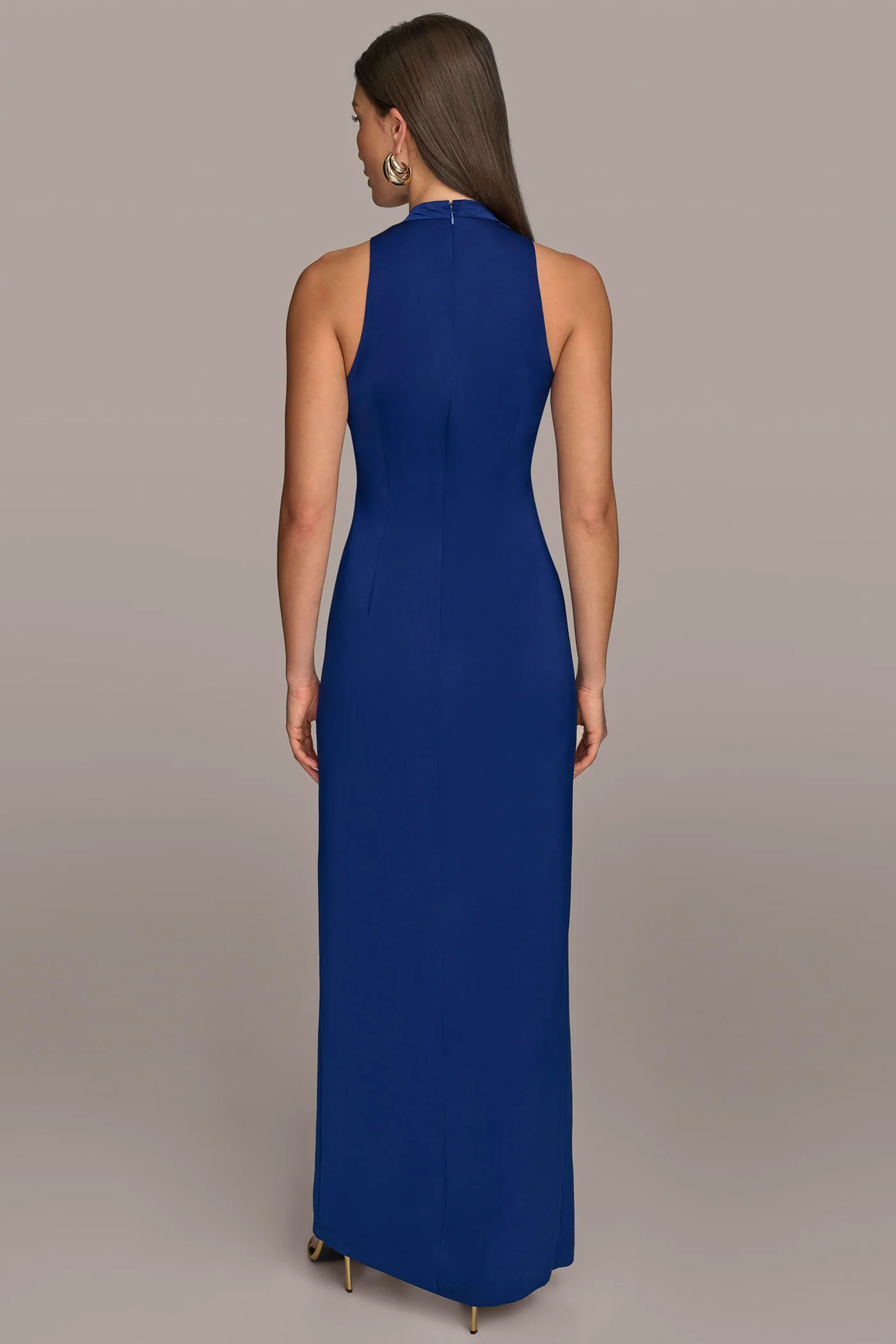 SLEEVELESS V-NECK TWIST SPLIT-FRONT GOWN - VXVOV