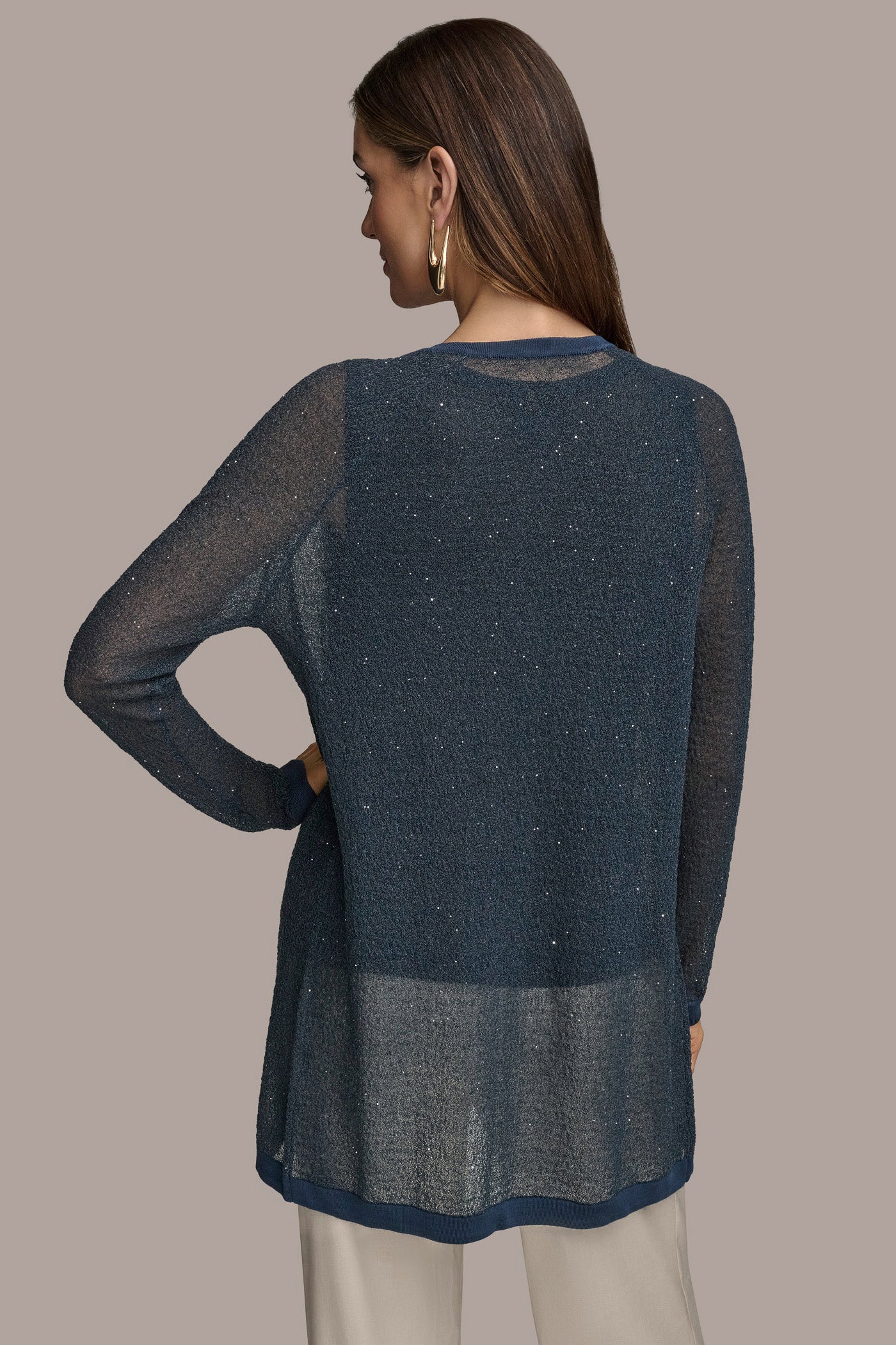 LONG SEQUINED BOUCL   KNIT CARDIGAN - VXVOV