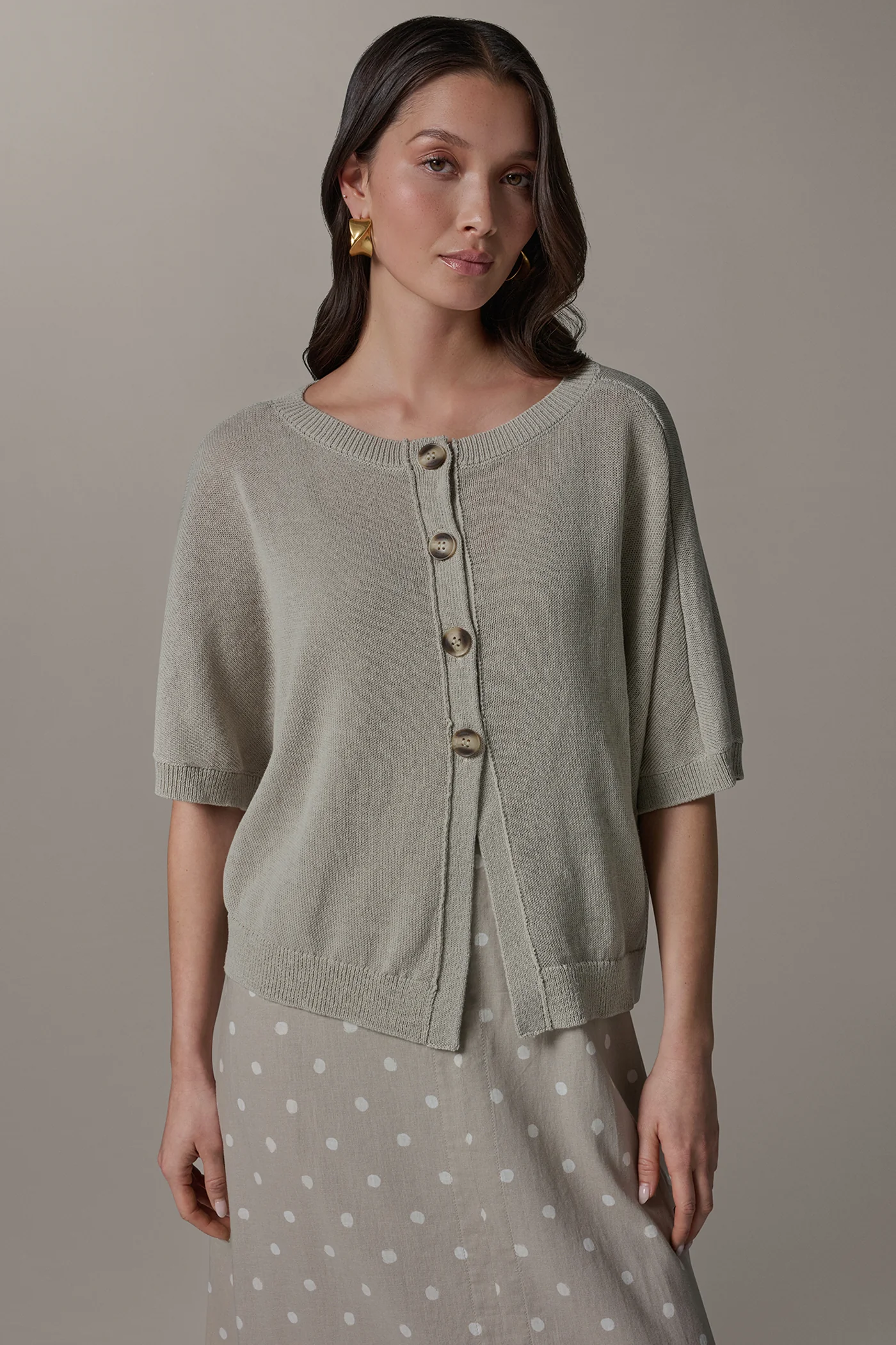 CREW NECK SHORT SLEEVE CARDIGAN - VXVOV
