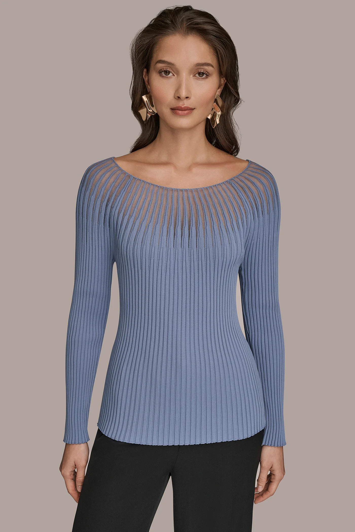 SHEER RIBBED SWEATER - VXVOV