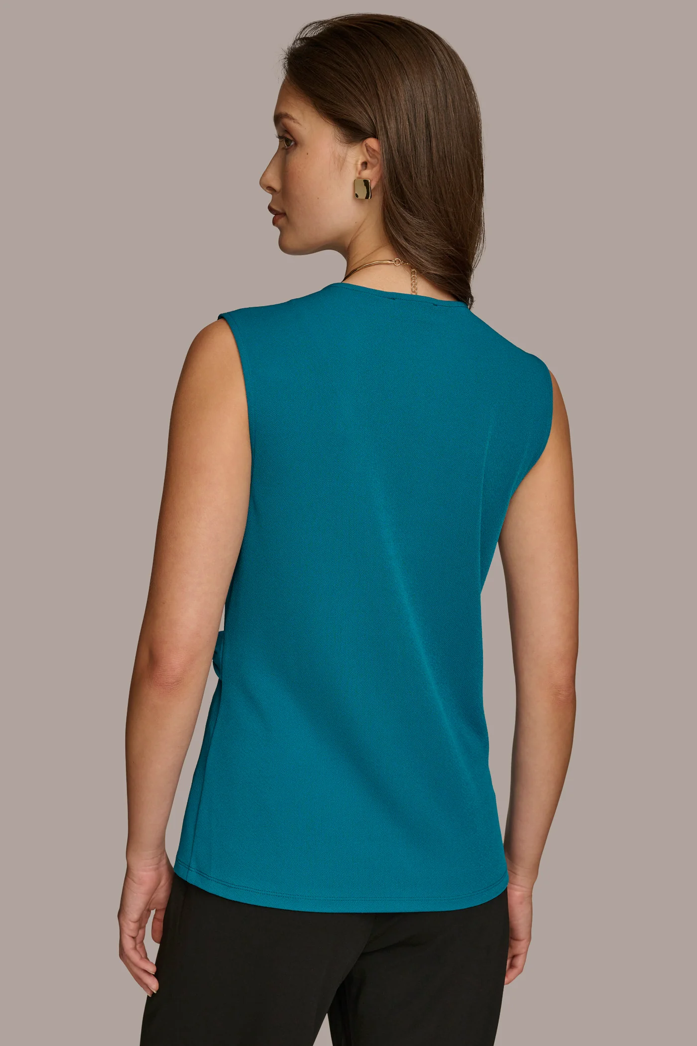 FAUX WRAP TOP WITH BRUSHED HARDWARE DETAIL - VXVOV