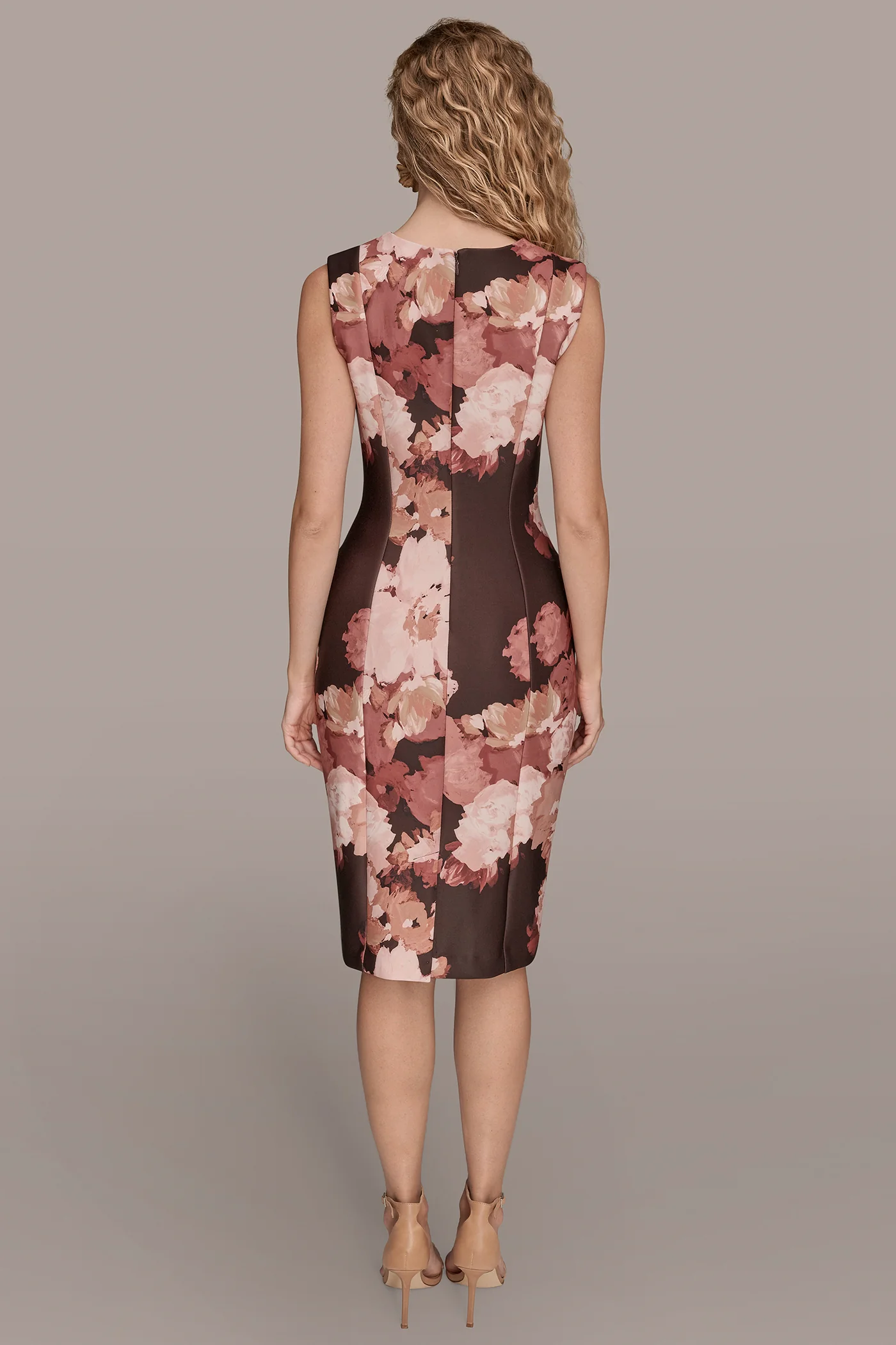 SLEEVELESS FLORAL MIDI SHEATH DRESS - VXVOV