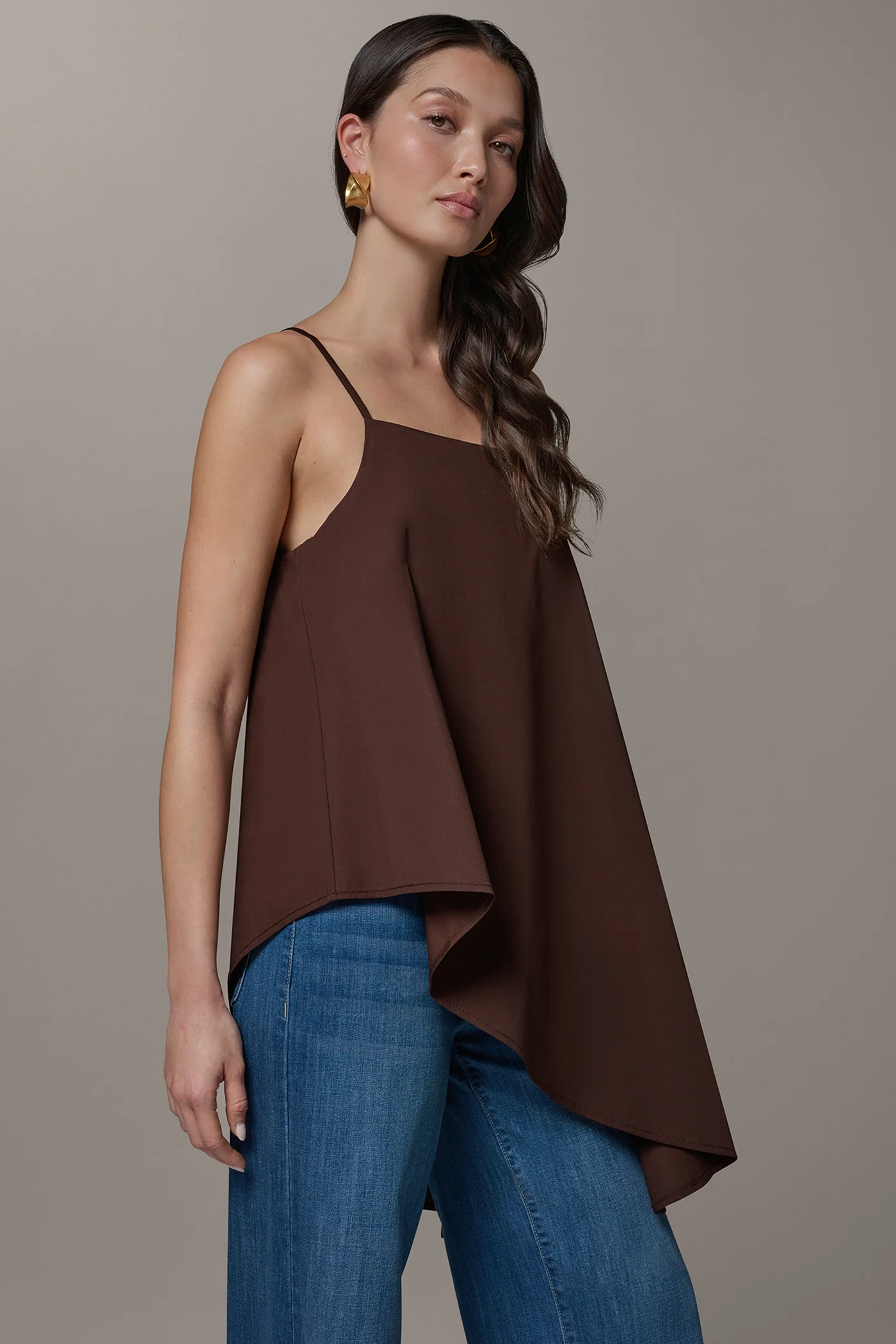 ASYMMETRICAL HEM TIE STRAP BLOUSE - VXVOV