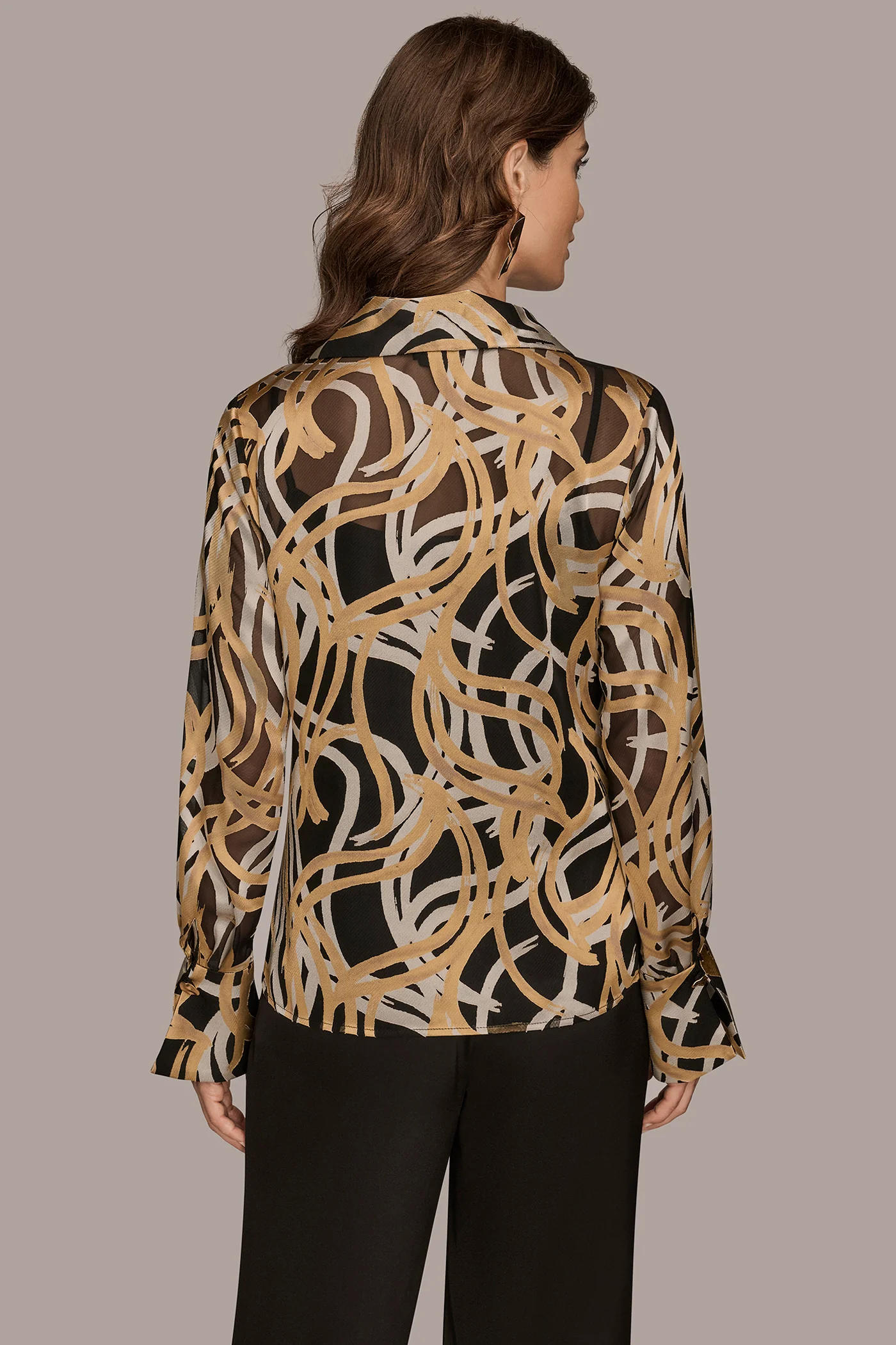 BURNOUT LONG SLEEVE COWL NECK TOP - VXVOV
