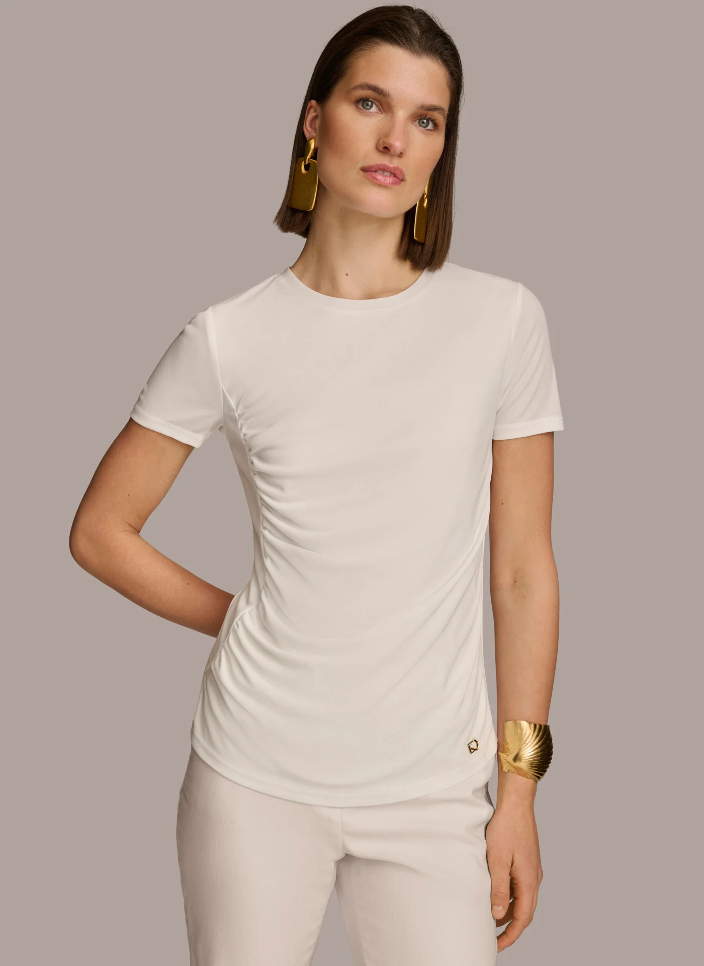 CREW NECK RUCHED TEE - VXVOV