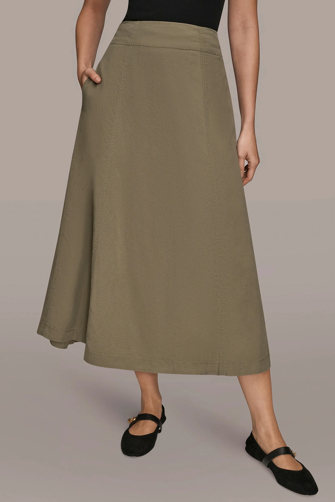 BRUSHED MIDI PANEL TRUMPET SKIRT - VXVOV