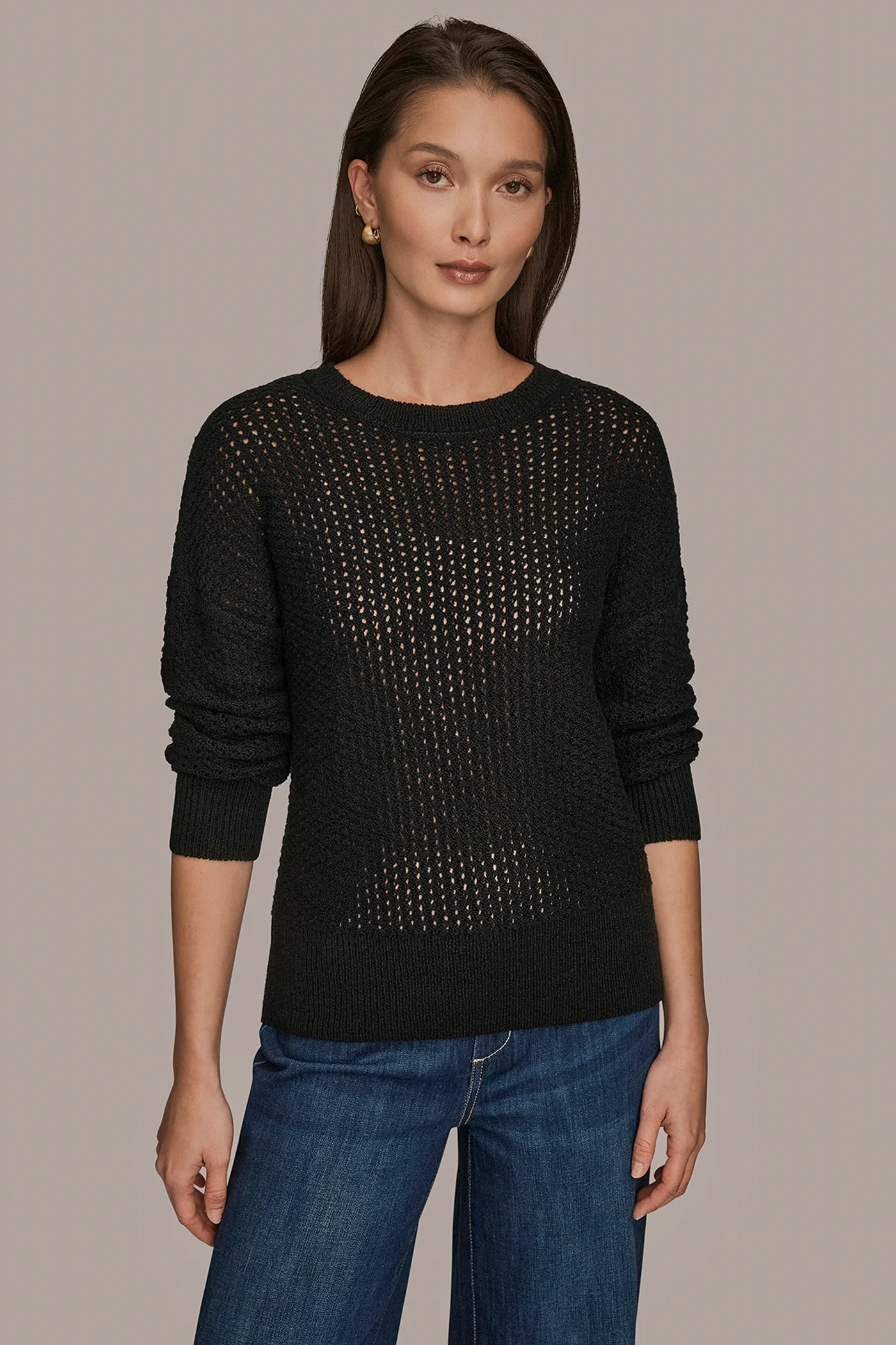 LONG SLEEVE OPEN STITCH SWEATER - VXVOV