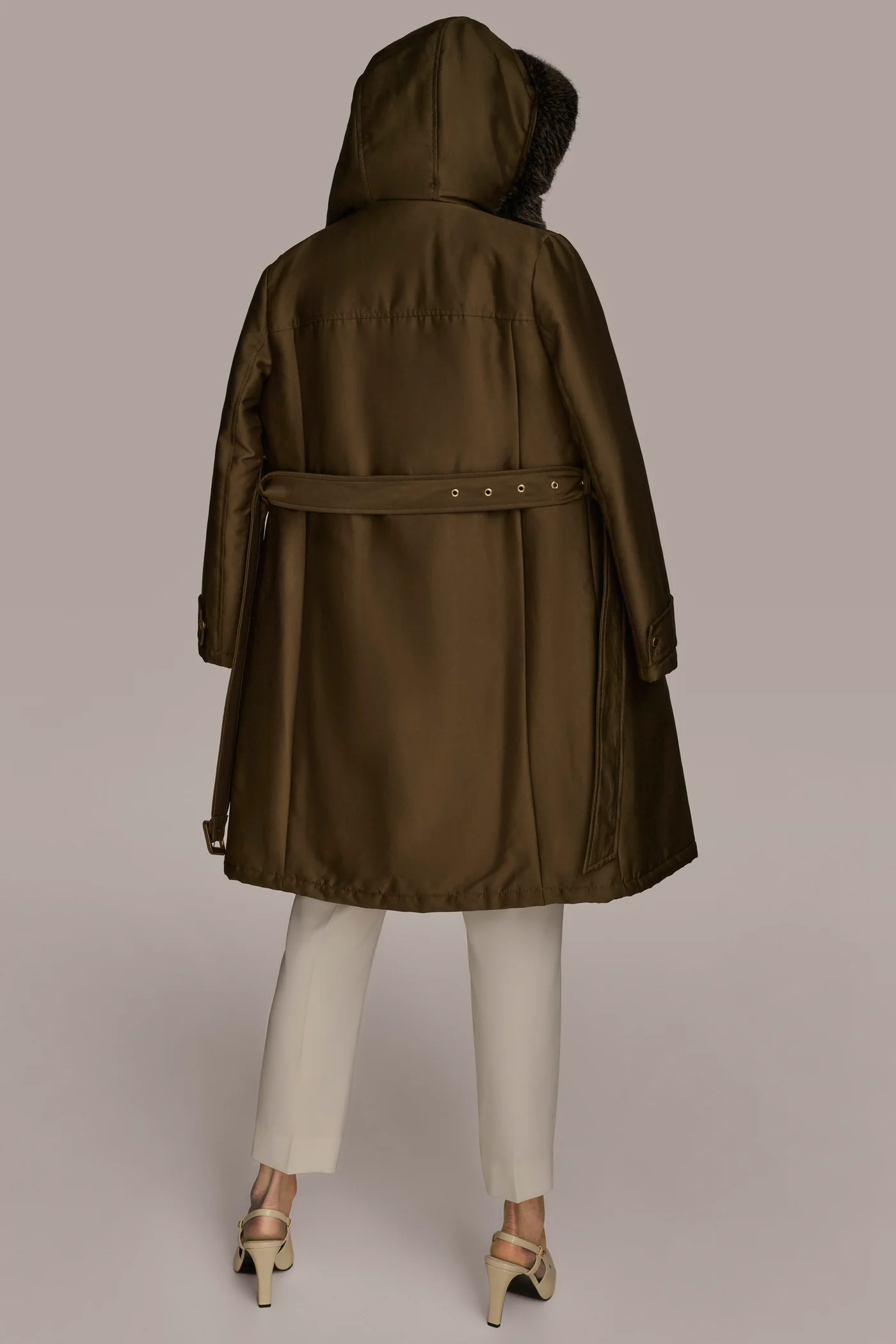 FAUX FUR TRIM LINED RAIN COAT - VXVOV