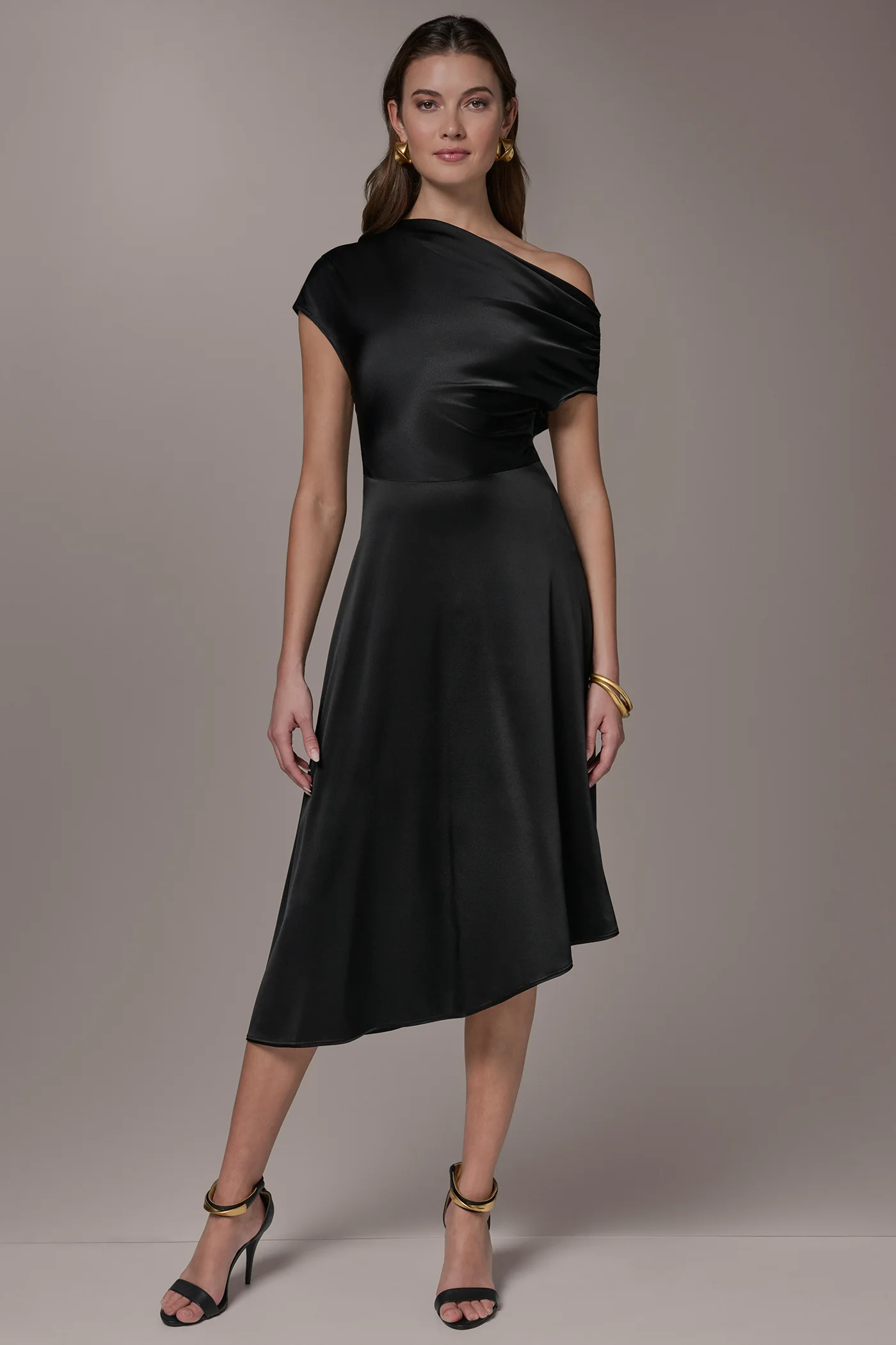 SILK-CHARMEUSE MIDI A-LINE DRESS - VXVOV
