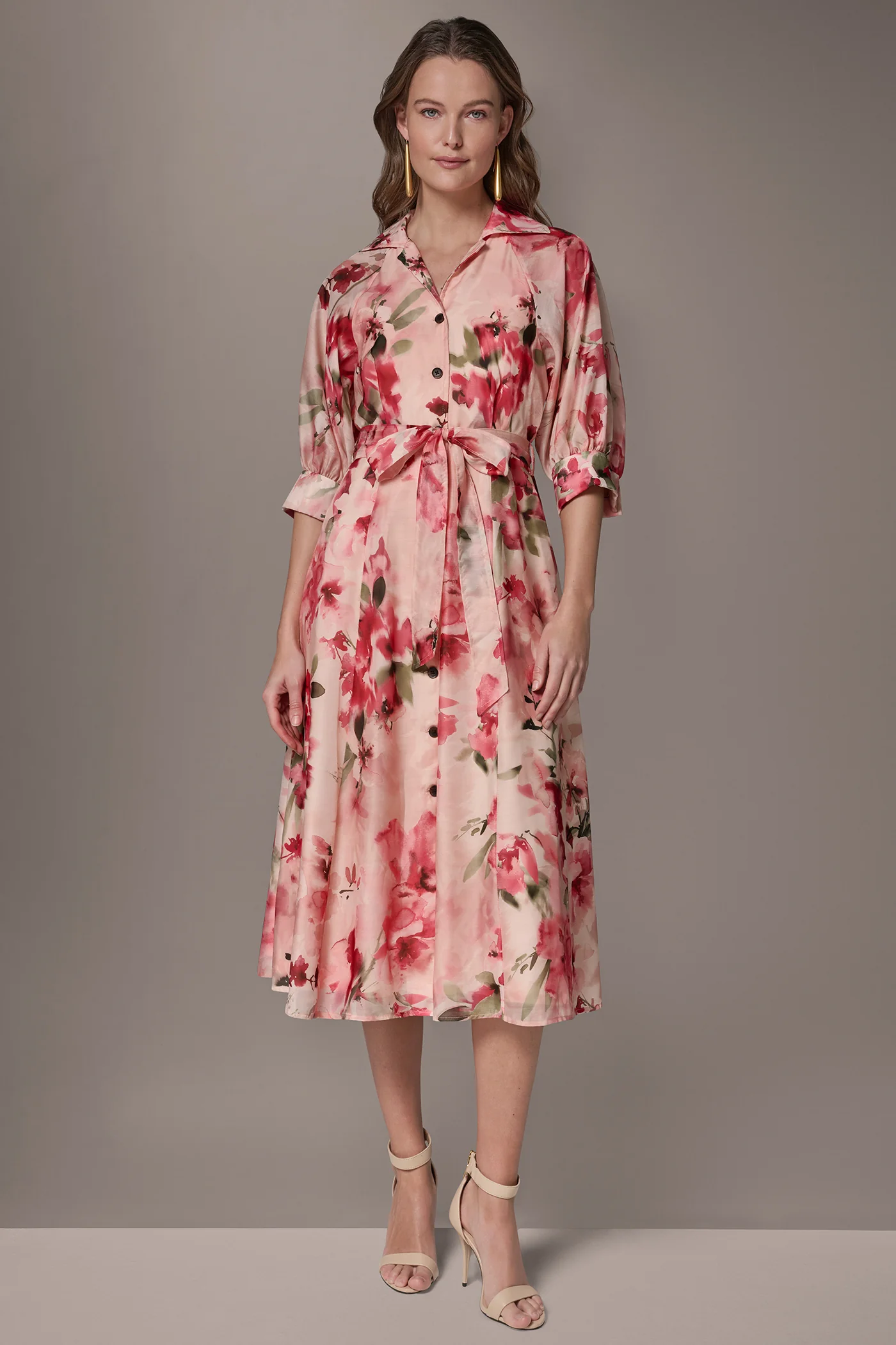 ORGANZA FLORAL MIDI SHIRT DRESS - VXVOV