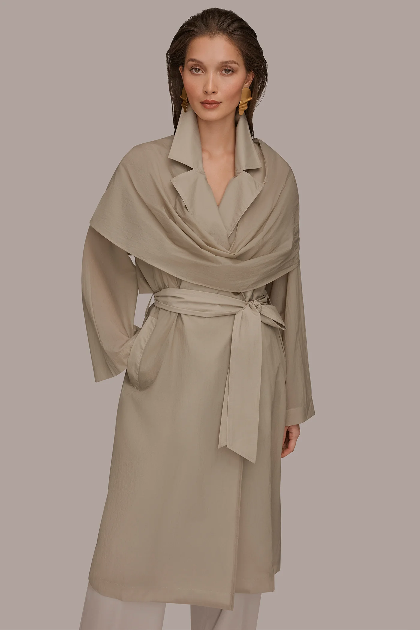 DRAPED DOUBLE-BREASTED TRENCH COAT - VXVOV
