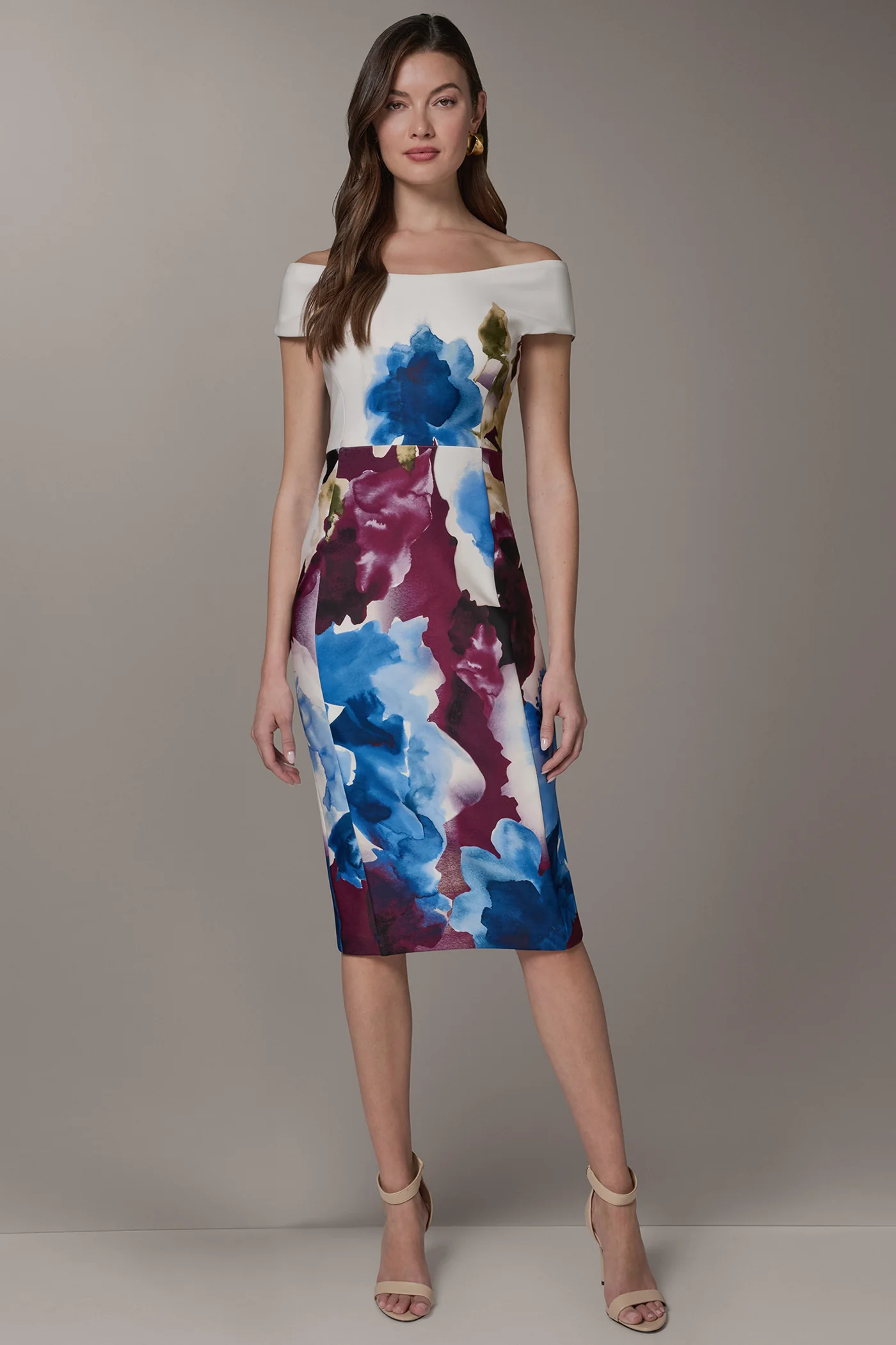 OFF THE SHOULDER MIDI SHEATH DRESS - VXVOV