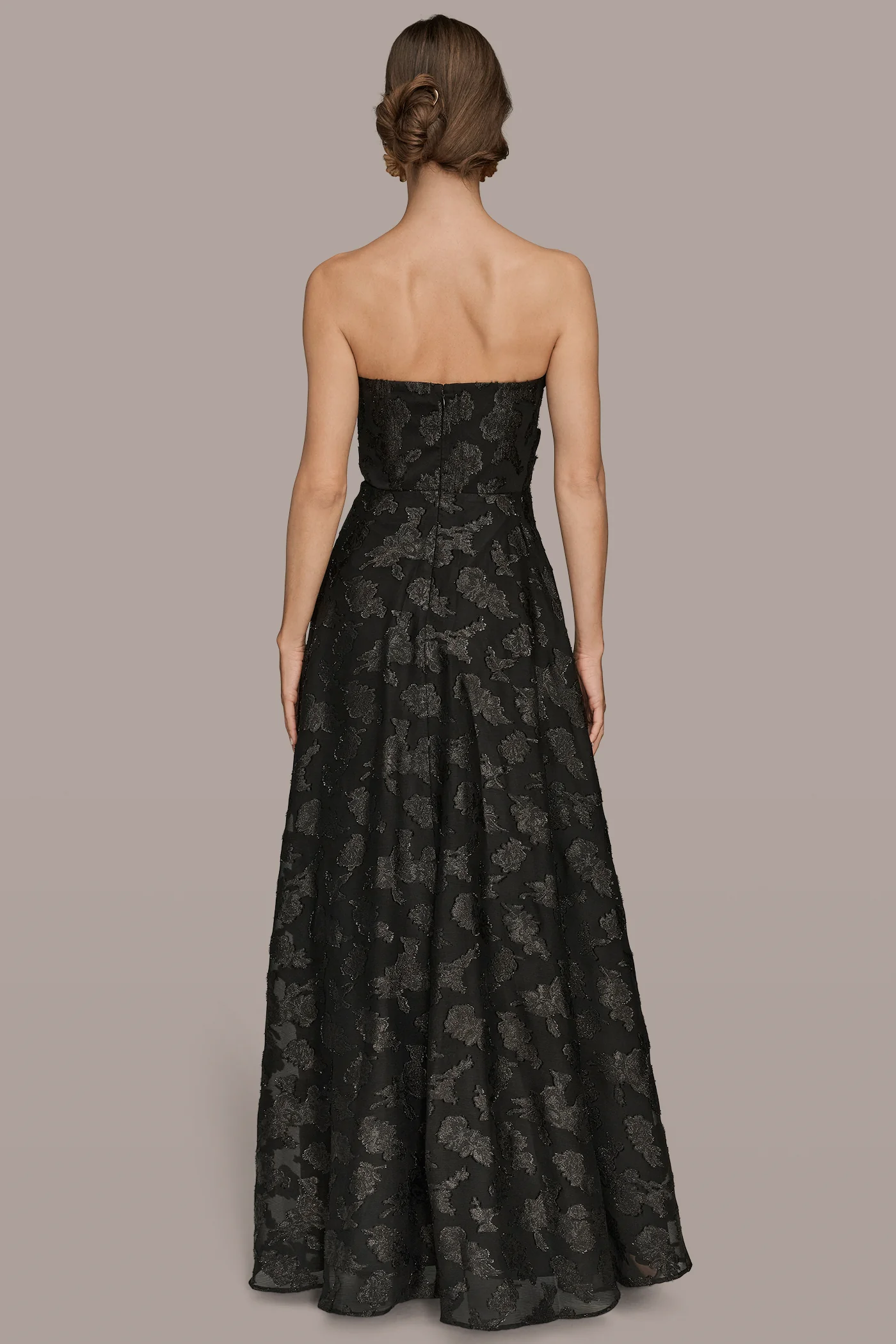 CHIFFON STRAPLESS FLORAL GOWN - VXVOV