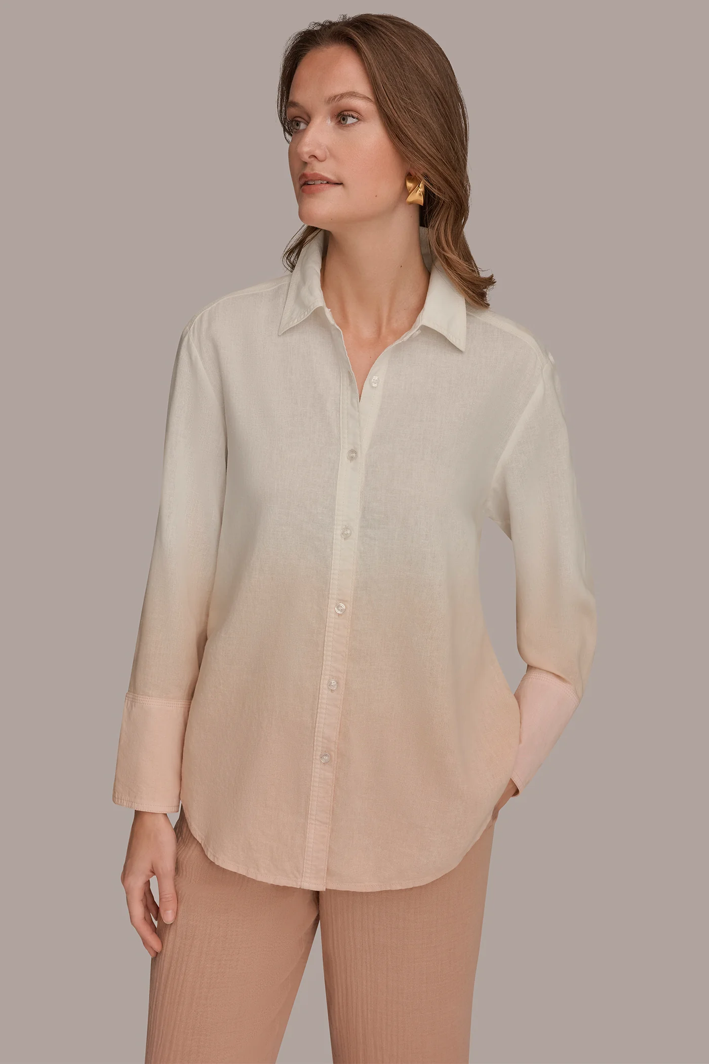 LINEN-BLEND DIP-DYED STRIPED SHIRT - VXVOV