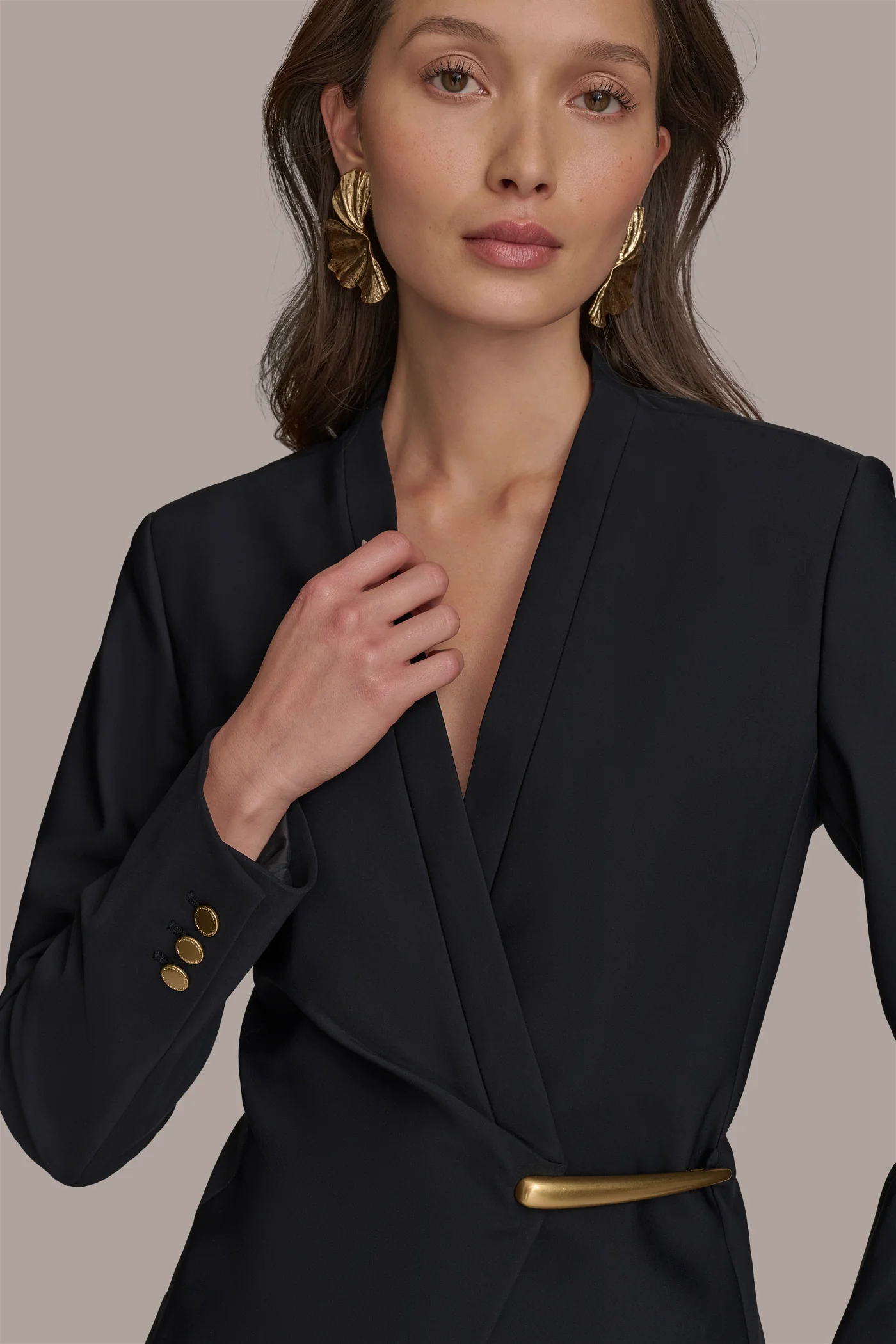 WRAP JACKET WITH BAR HARDWARE CLOSURE - VXVOV