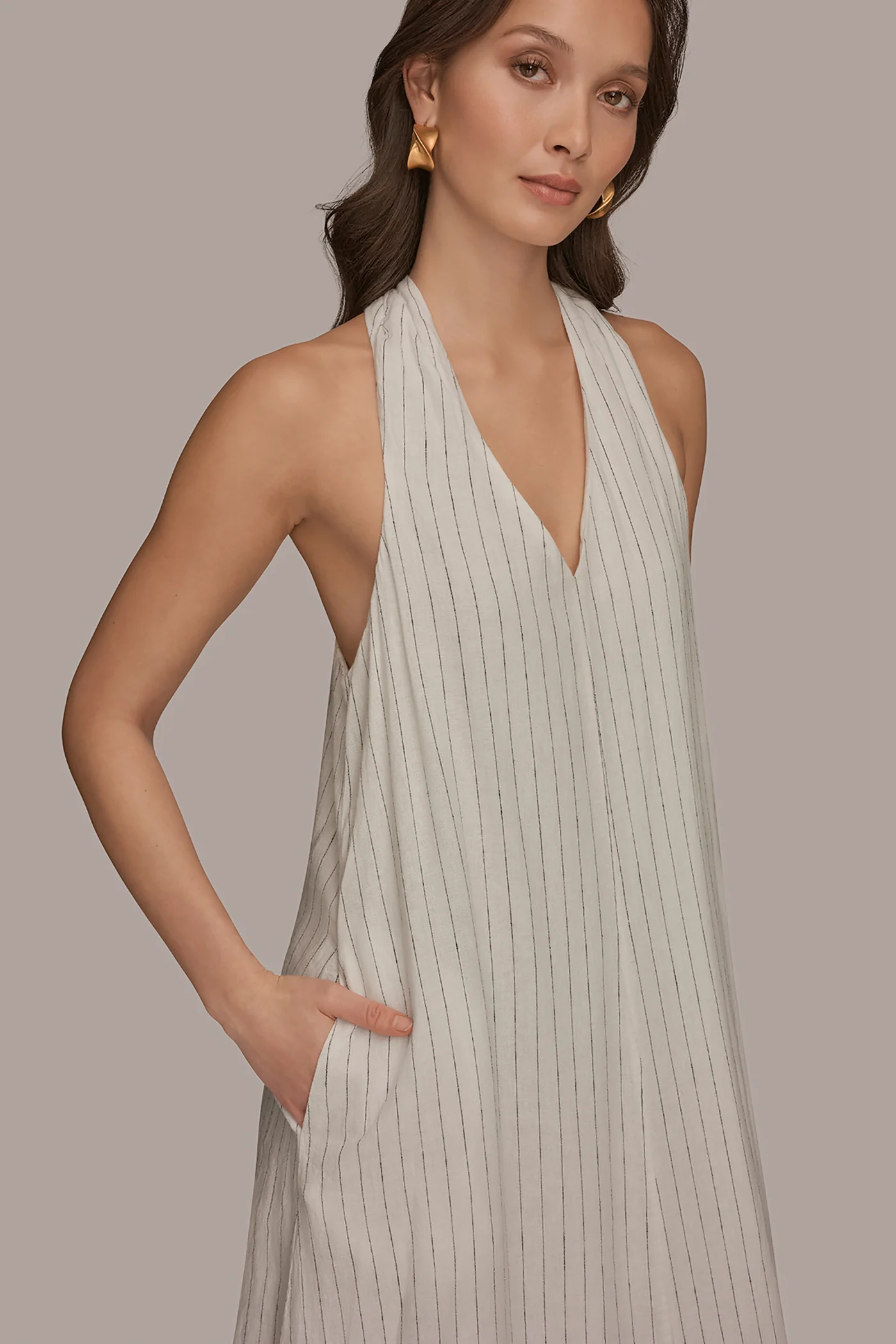 TWIST-BACK MIDI HALTER DRESS - VXVOV