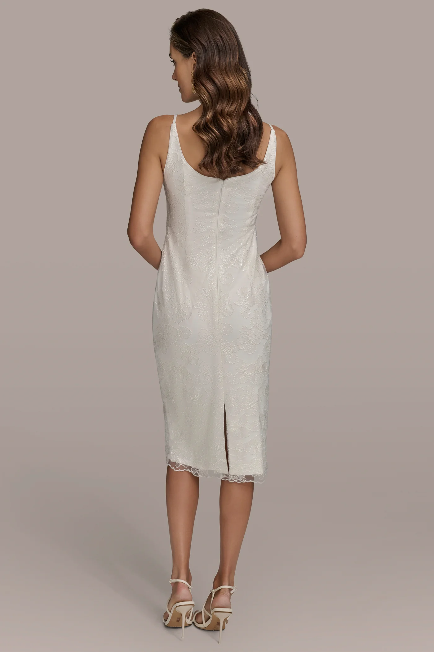 CHIFFON FLORAL SEQUIN SHEATH DRESS - VXVOV