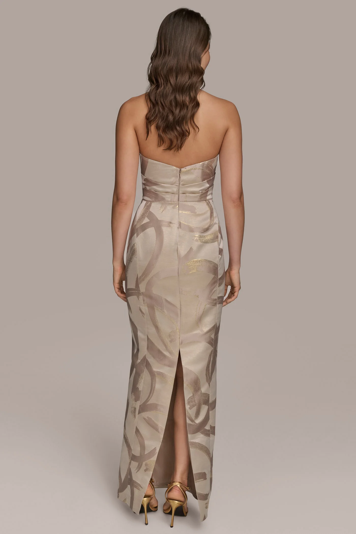 JACQUARD STRAPLESS SWEETHEART GOWN - VXVOV