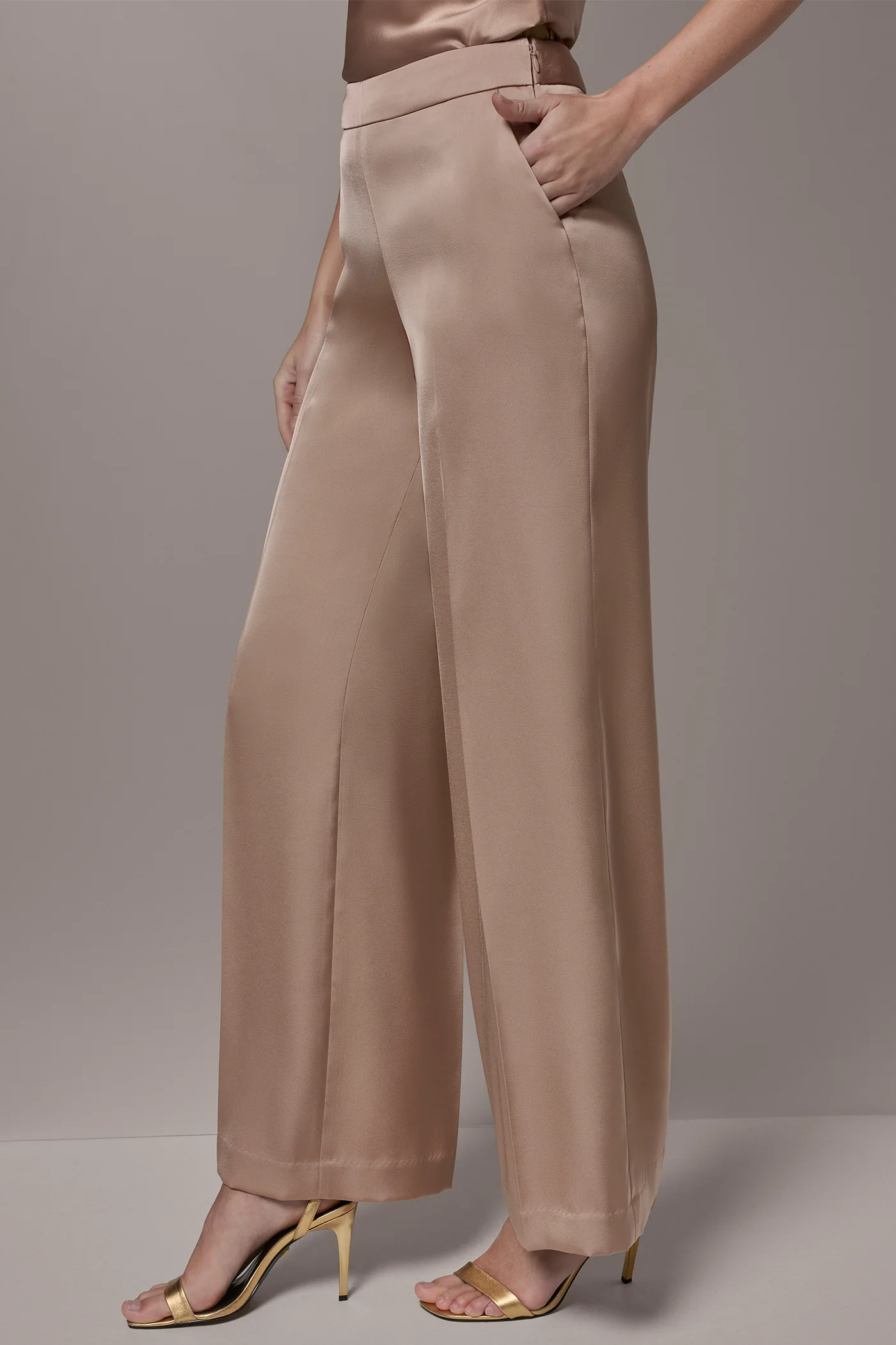 SATIN EXTRA HIGH-RISE WIDE-LEG SUIT PANT - VXVOV