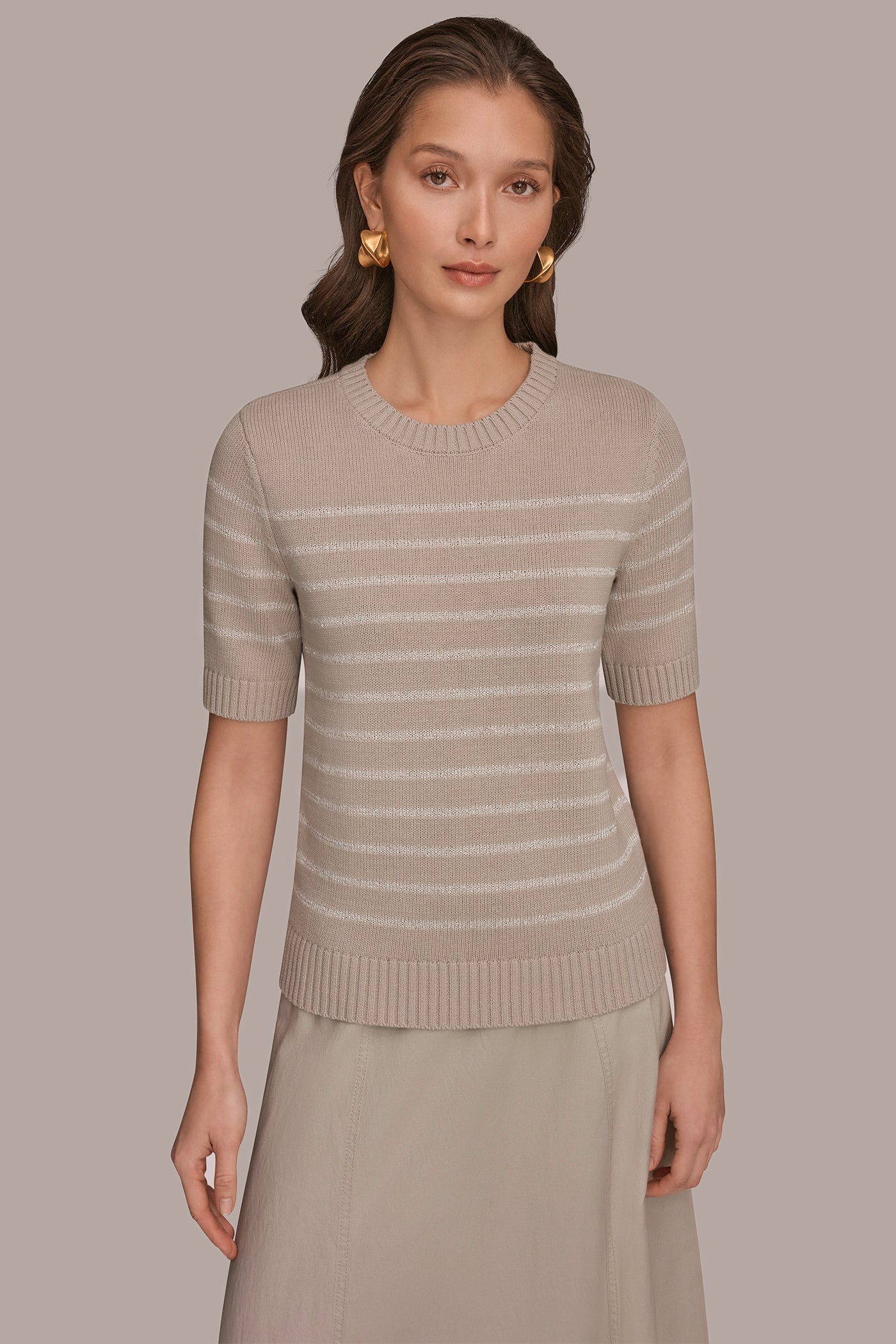 COTTON-BLEND SEQUIN STRIPE SWEATER - VXVOV