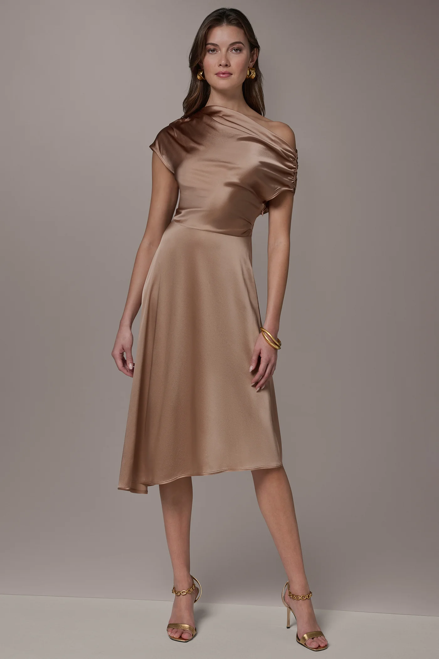 SILK-CHARMEUSE MIDI A-LINE DRESS - VXVOV