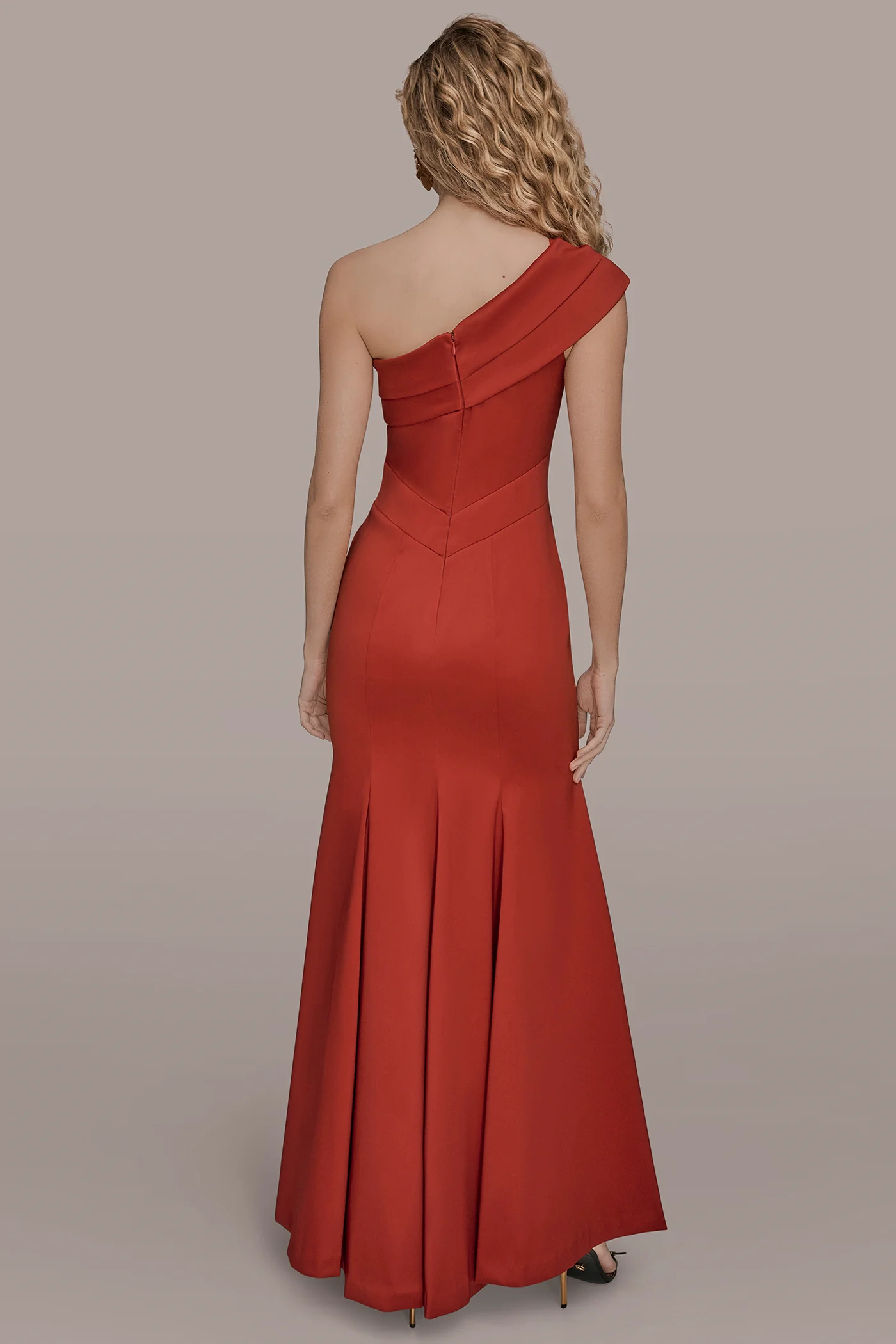ONE-SHOULDER MIKADO HIGH-SPLIT GOWN - VXVOV