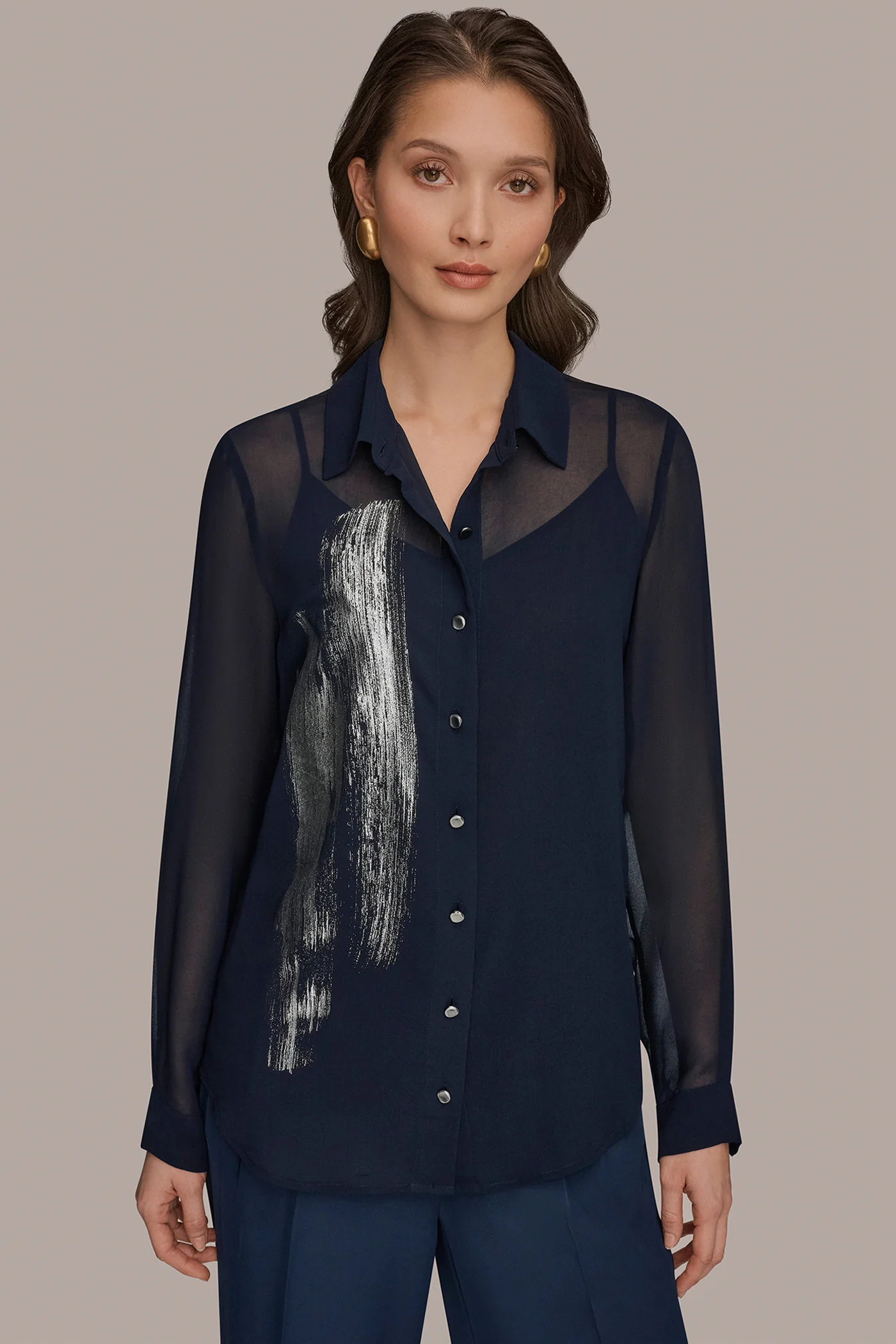 METALLIC BRUSHSTROKE BLOUSE - VXVOV