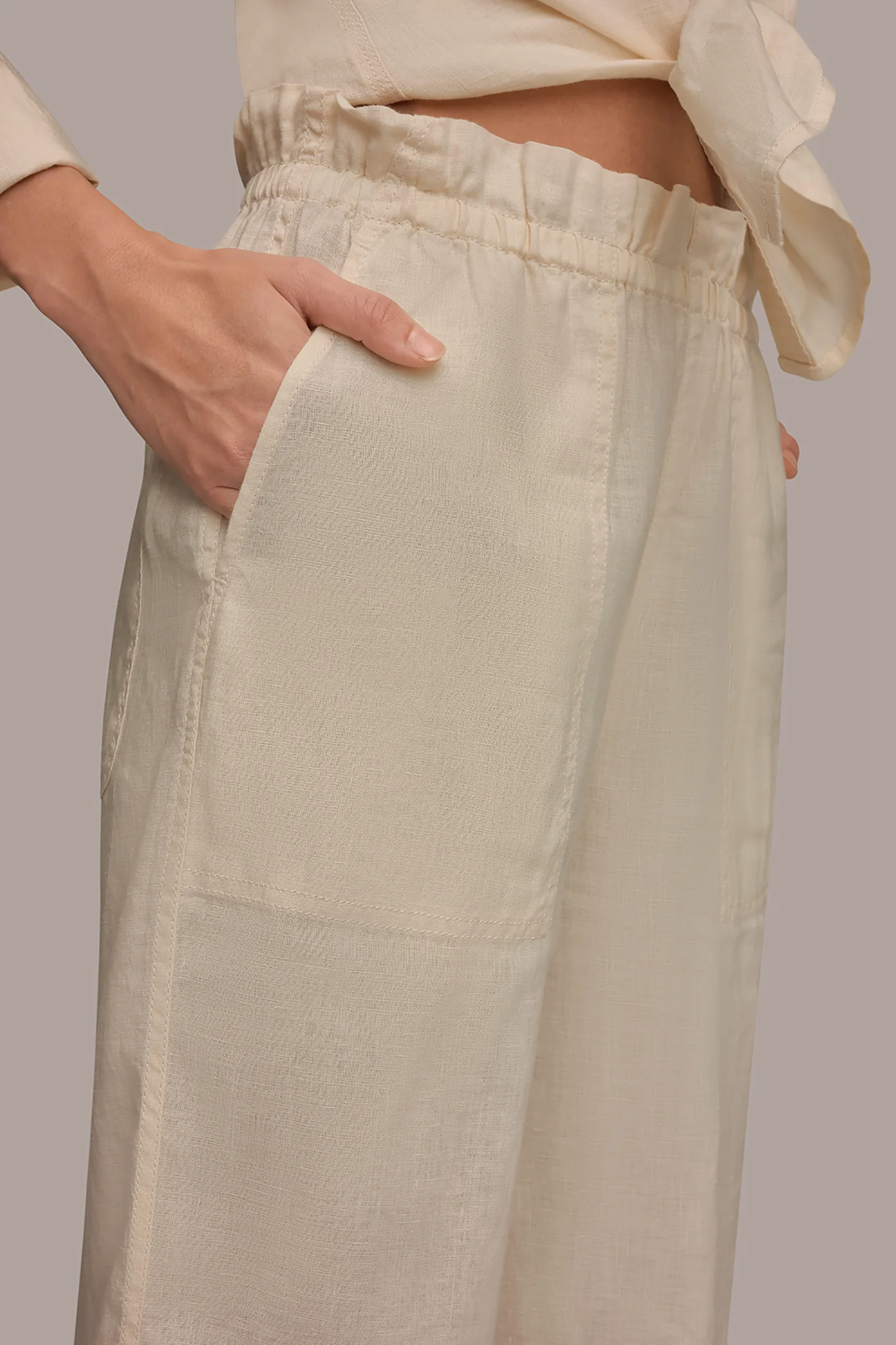 LINEN EXTRA HIGH-RISE PAPERBAG PANT - VXVOV
