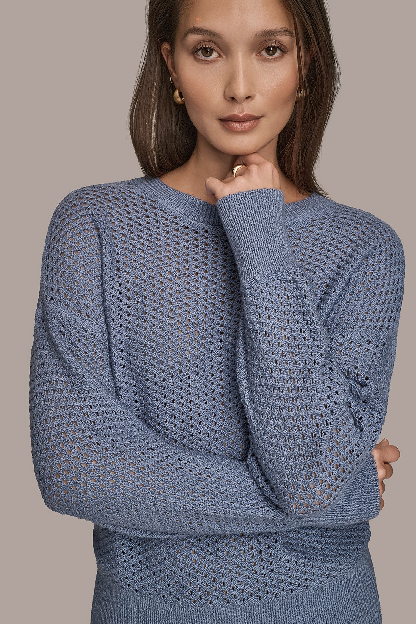 LONG SLEEVE OPEN STITCH SWEATER - VXVOV