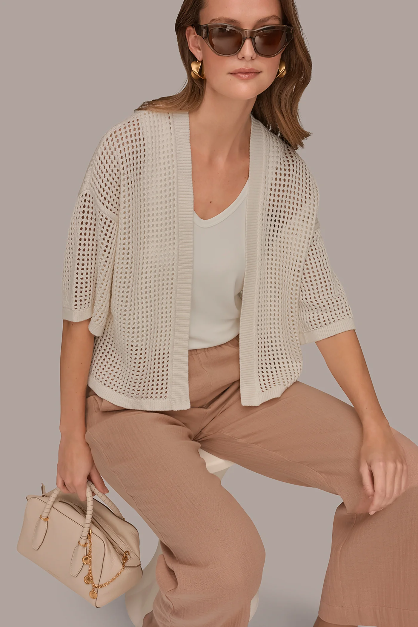 COTTON OPEN STITCH CARDIGAN - VXVOV