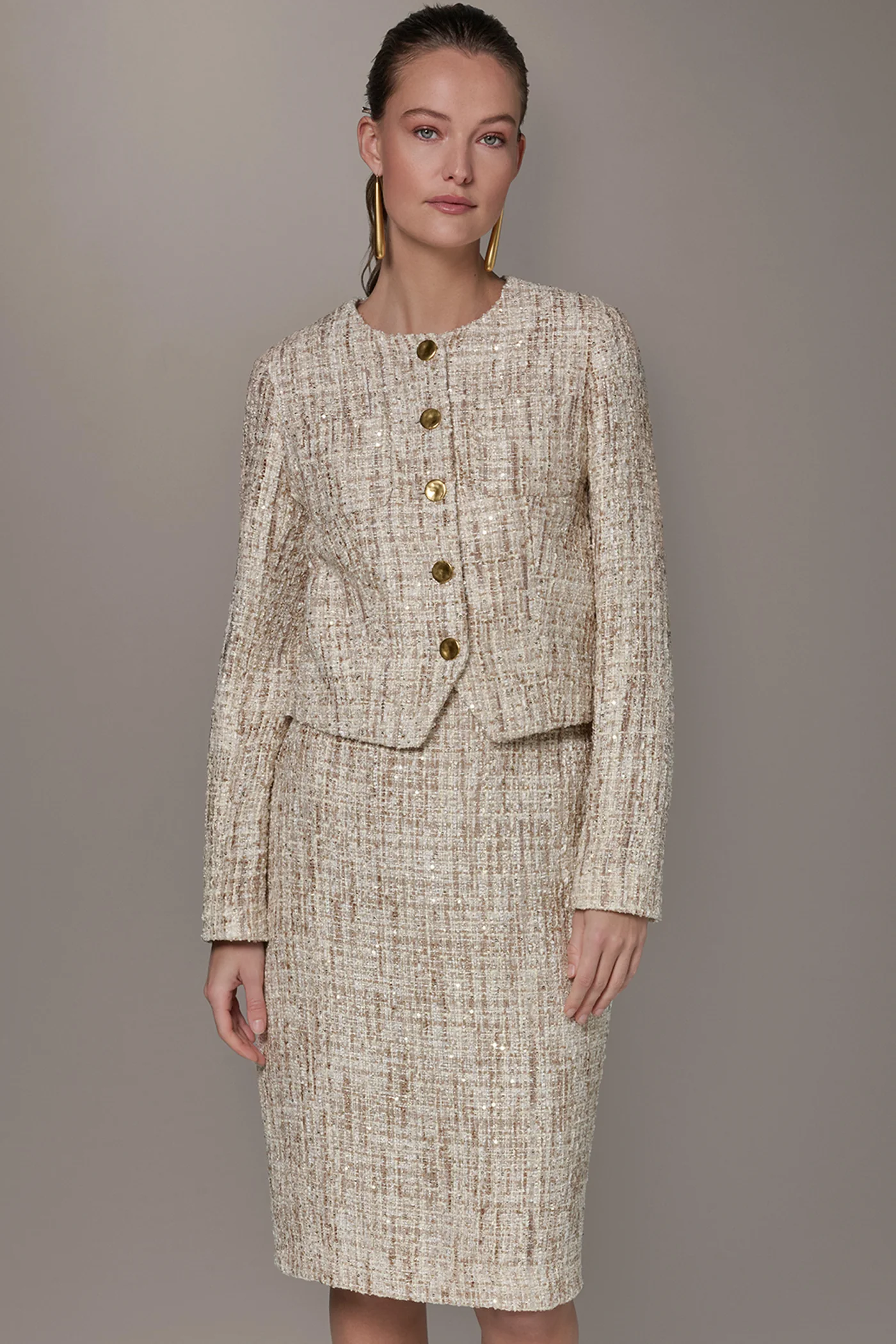 CROPPED SEQUINED TWEED LADY JACKET - VXVOV