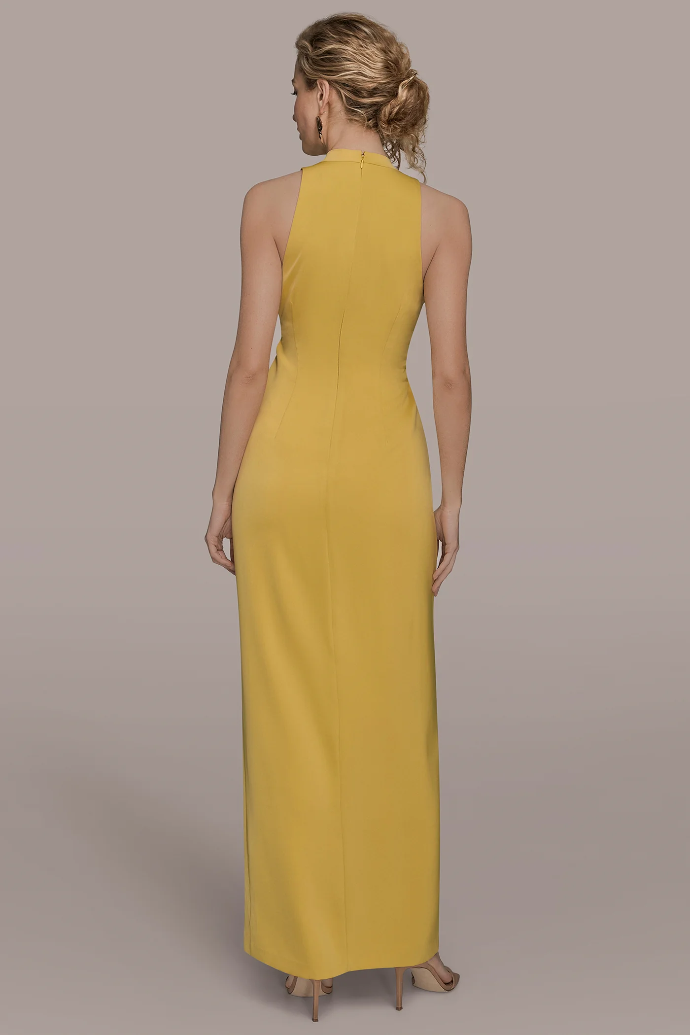 SLEEVELESS V-NECK TWIST SPLIT-FRONT GOWN - VXVOV