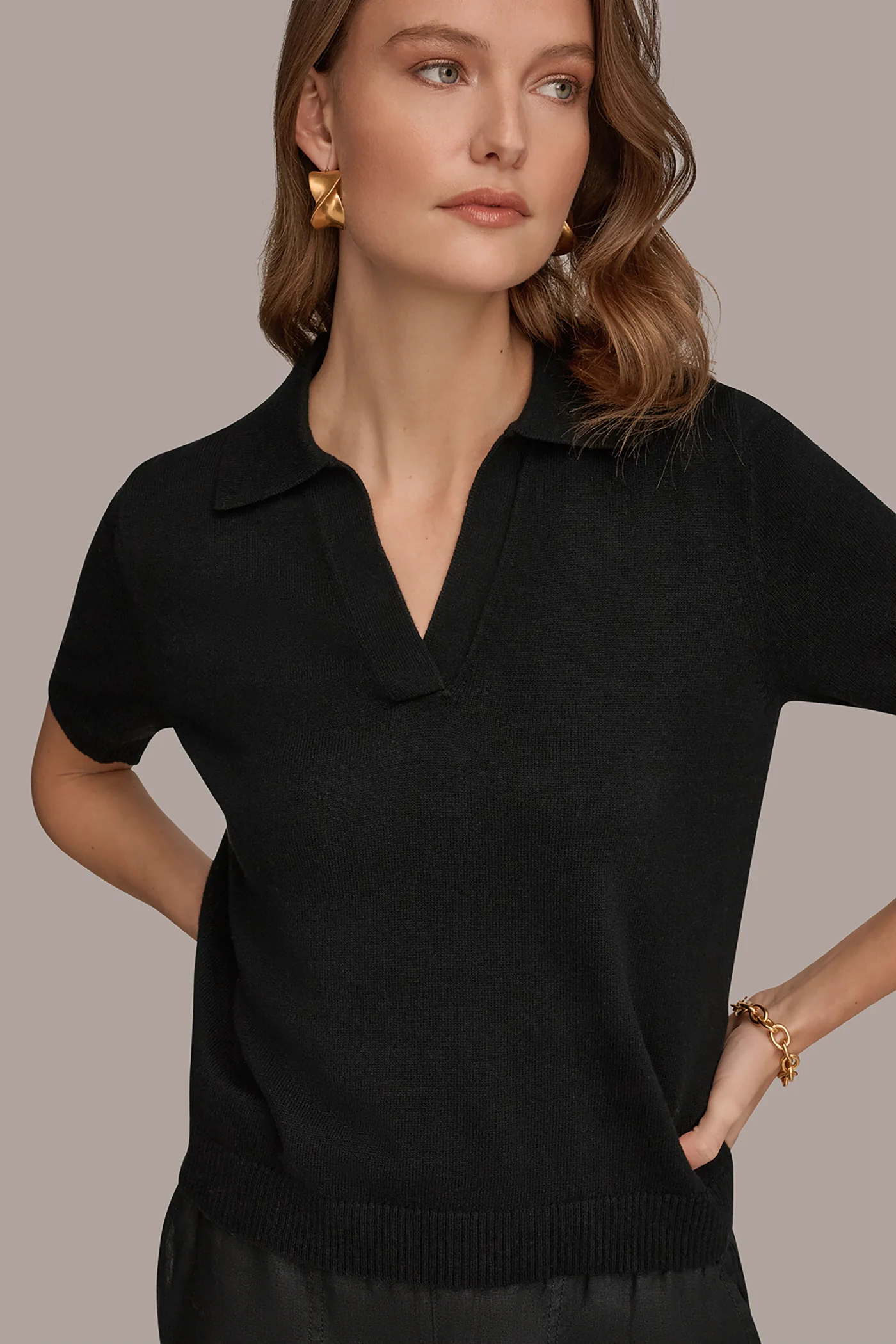COTTON AND CASHMERE POLO SWEATER - VXVOV