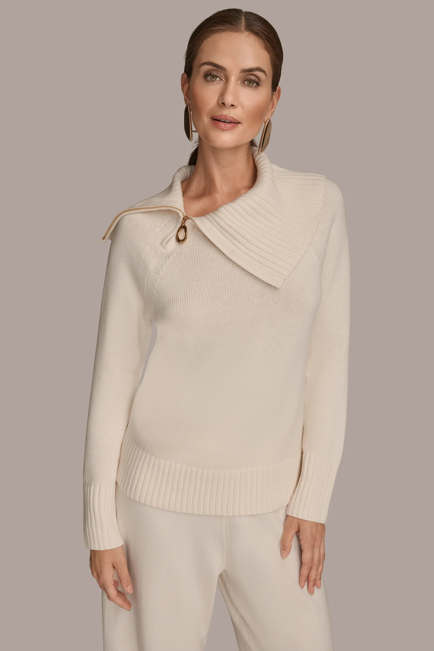 ZIP SPLIT TURTLENECK SWEATER - VXVOV