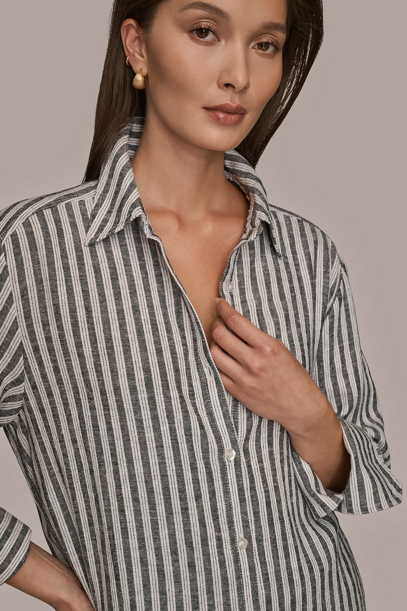 LINEN-BLEND STRIPED SHIRT - VXVOV