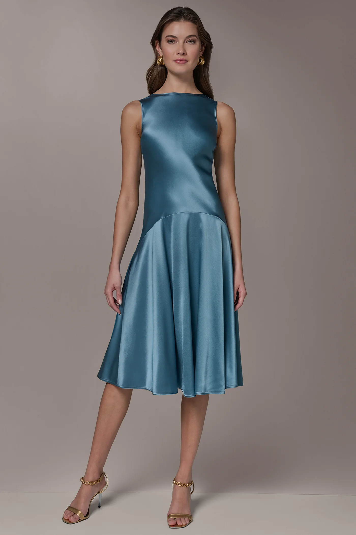 SILK-CHARMEUSE MIDI A-LINE DRESS - VXVOV