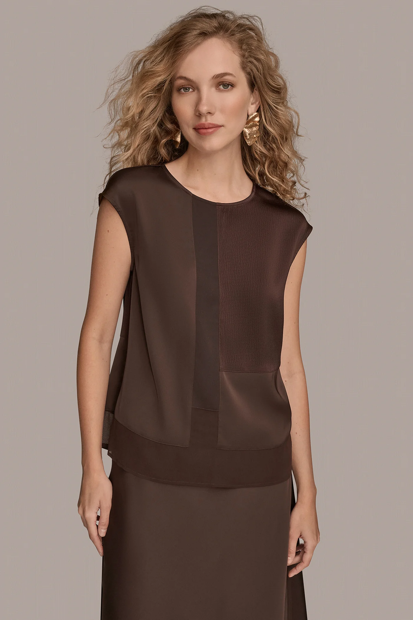 CAP SLEEVE MIXED MEDIA TOP - VXVOV