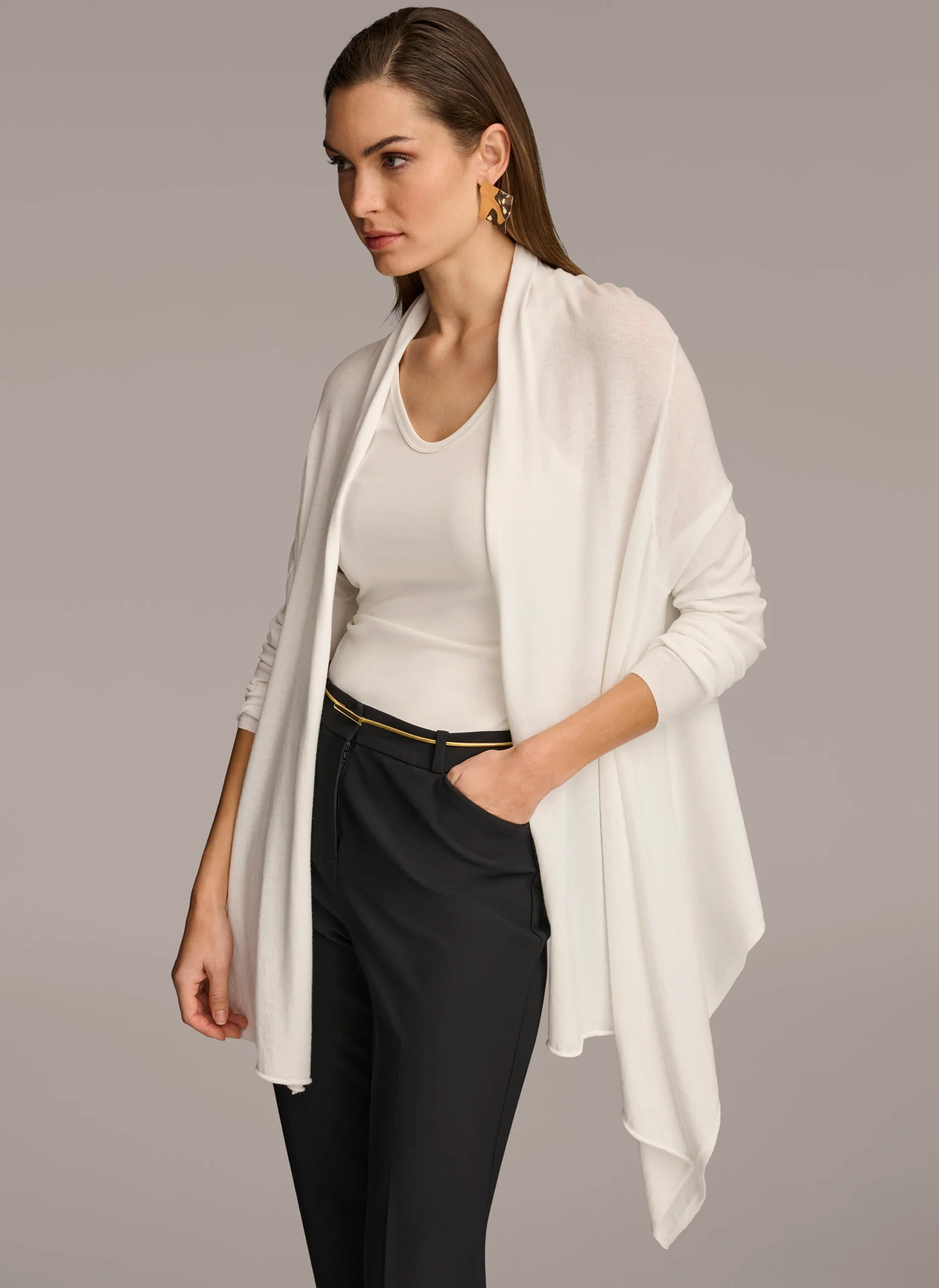 LONG SLEEVE DRAPE CARDIGAN - VXVOV