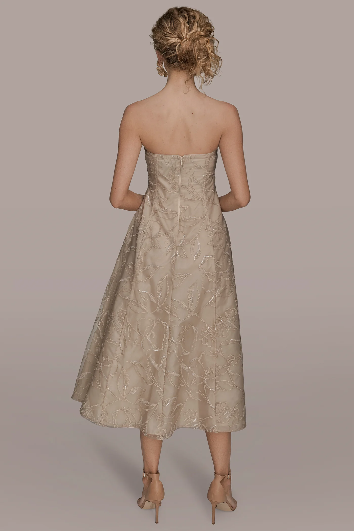 STRAPLESS SEQUIN-EMBROIDERED MIDI GOWN - VXVOV