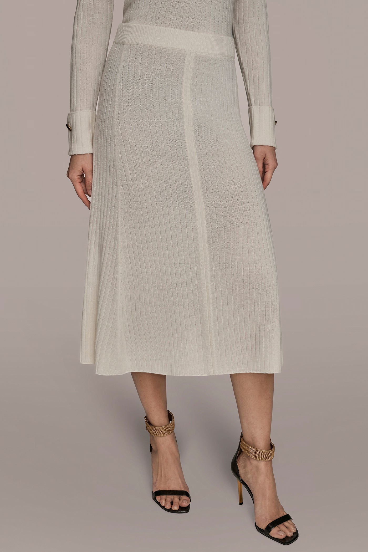 SEAMED MIDI A-LINE SWEATER SKIRT - VXVOV