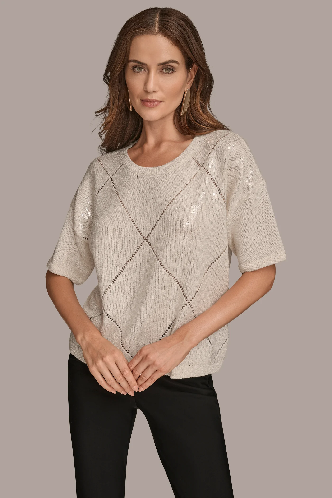 ELBOW-SLEEVE SEQUIN SWEATER - VXVOV