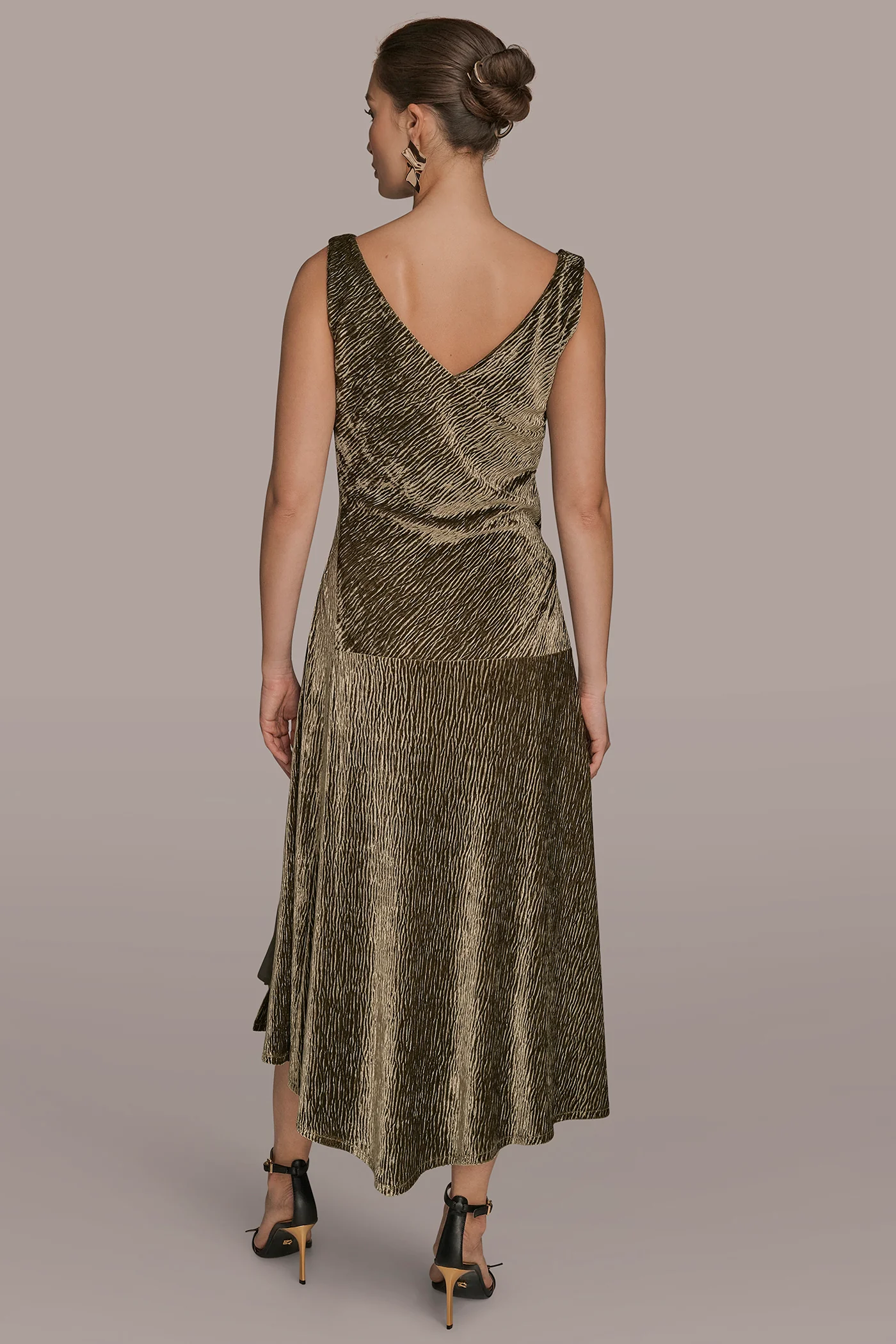 VELVET SLEEVELESS MIDI SHEATH DRESS - VXVOV