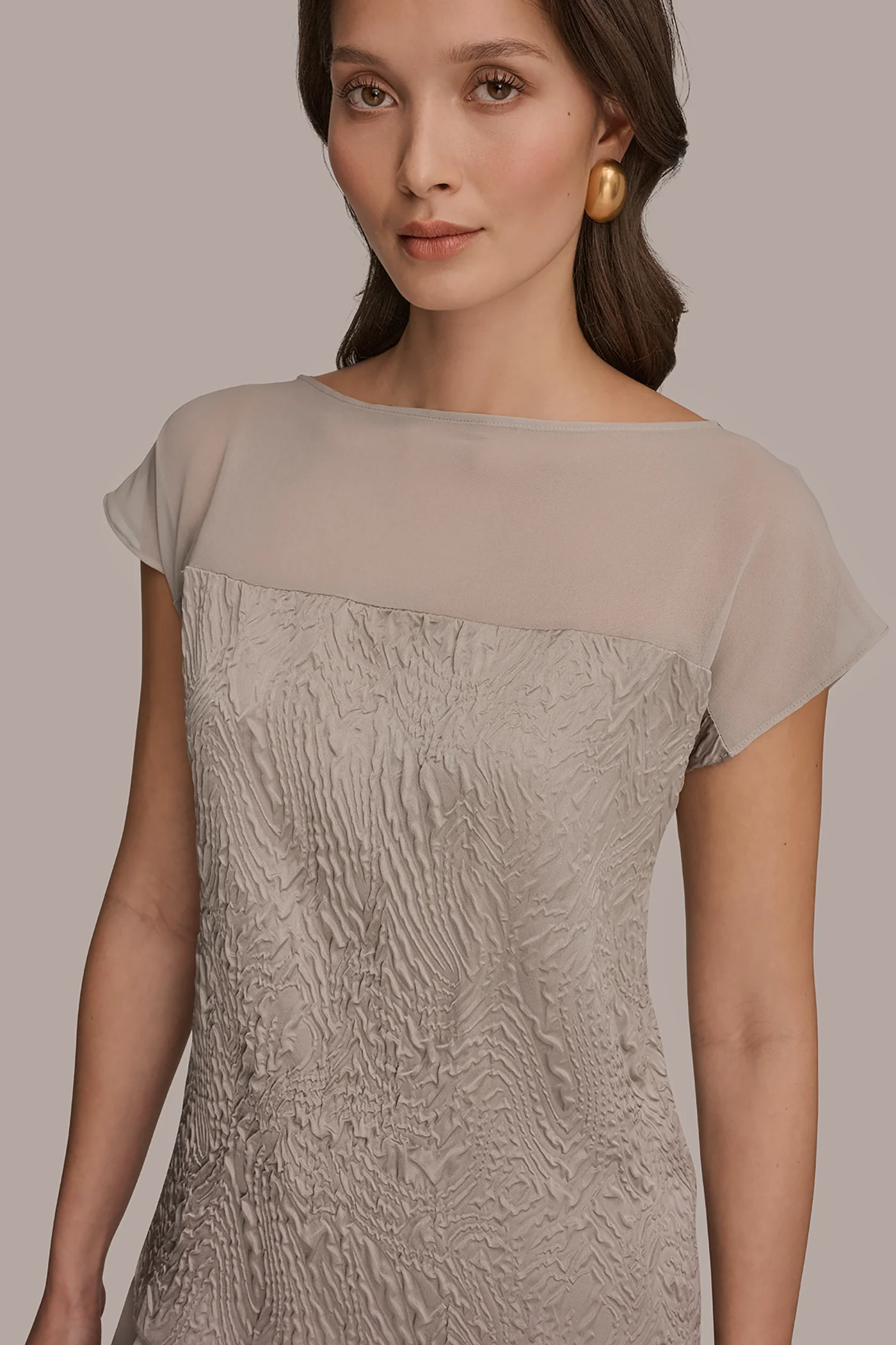 MESH AND JACQUARD BLOUSE - VXVOV