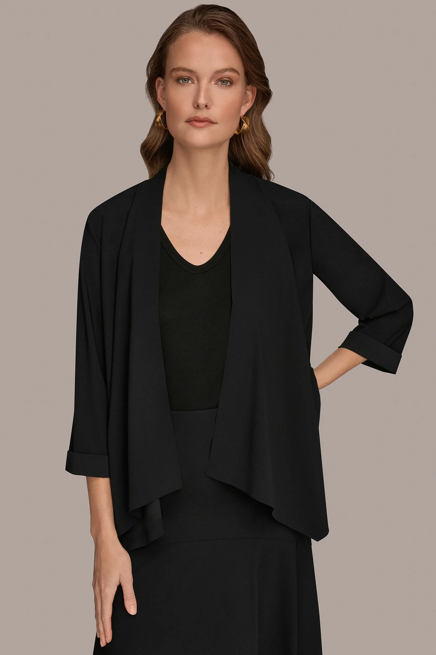 3/4 SLEEVE SHAWL CARDIGAN JACKET - VXVOV