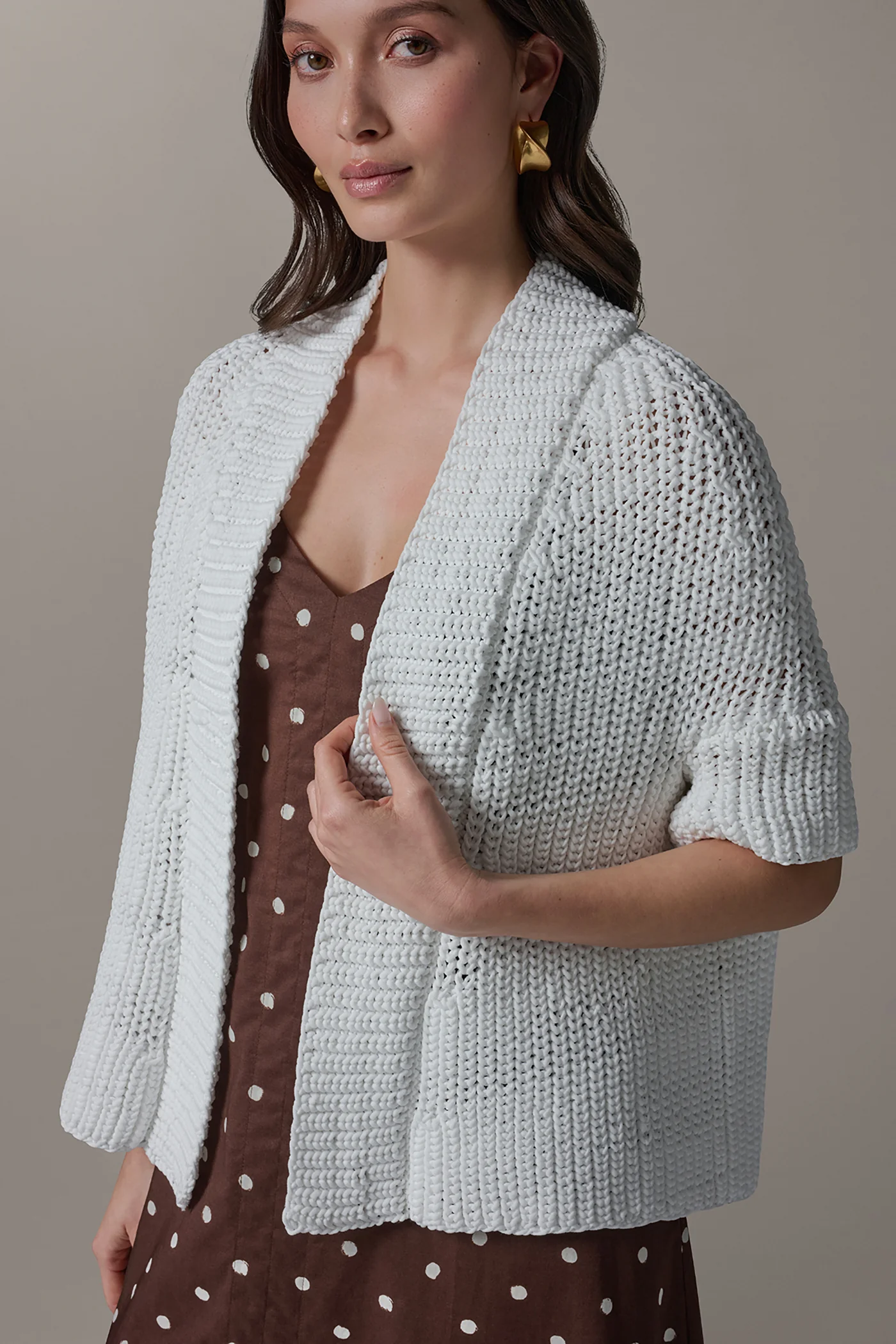 DROP SHOULDER SHORT SLEEVE CARDIGAN - VXVOV
