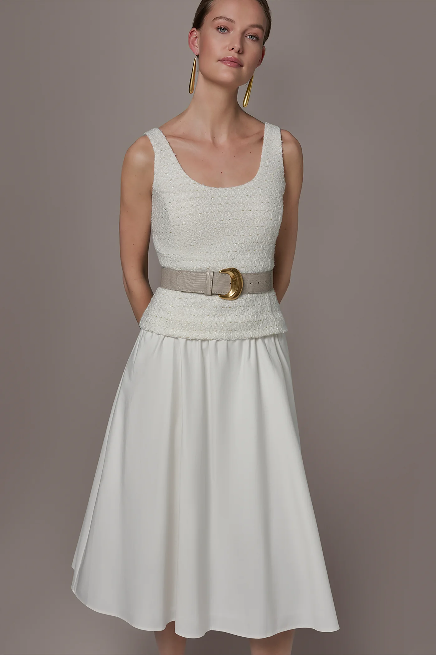TWEED MIXED MEDIA MIDI TANK DRESS - VXVOV