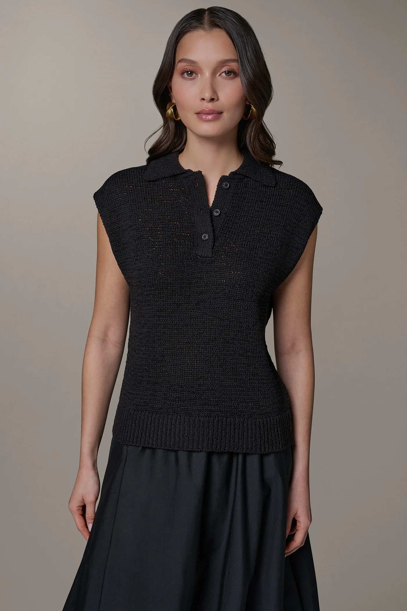 SLEEVELESS POLO SWEATER - VXVOV